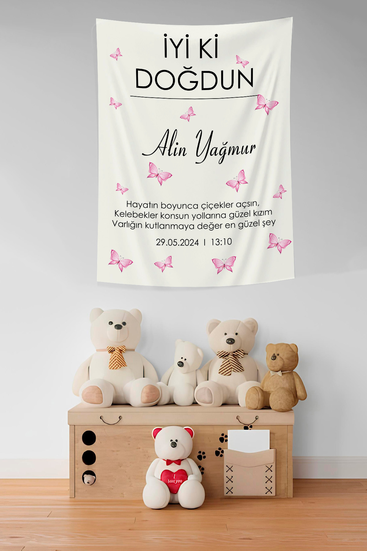 Vendini Kişiye Özel Dikey Doğum Günü Duvar Örtüsü