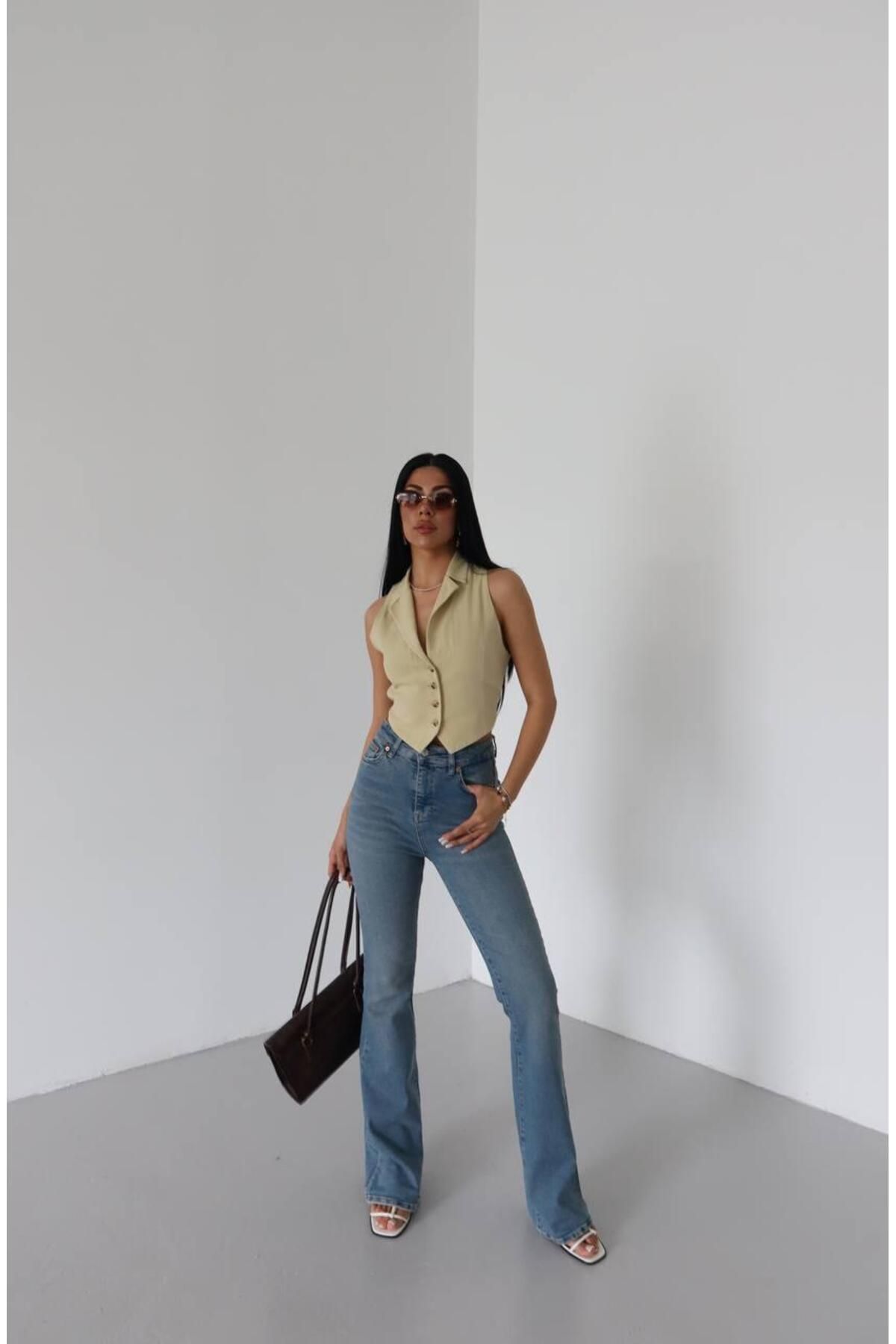 Marin Jeans YÜKSEK BEL LİKRALI İSPANYOL PAÇA