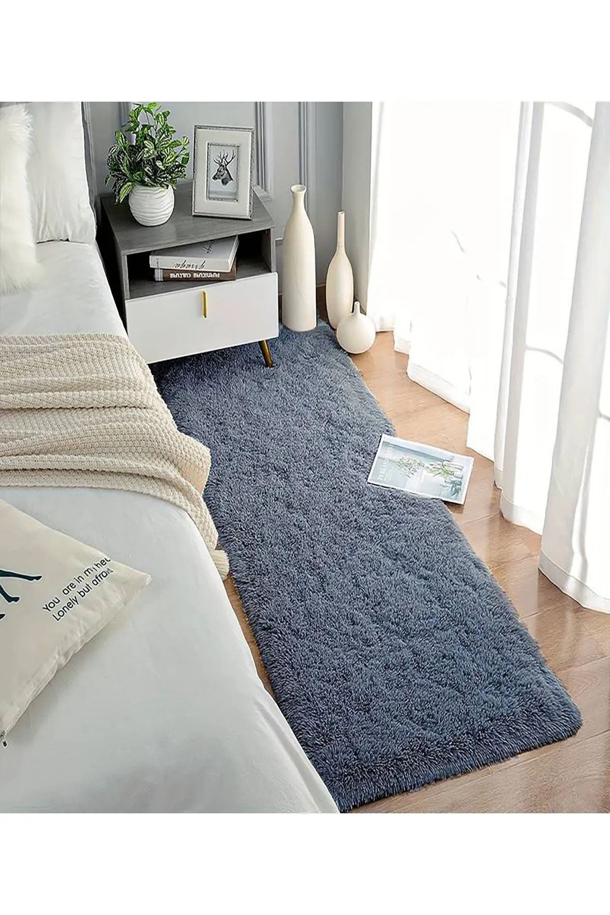 ESSPERO HOME Modern Antrasit Yumuşak Peluş Halı Salon Oturma Çocuk Yatak Odası Mutfak, Antre
