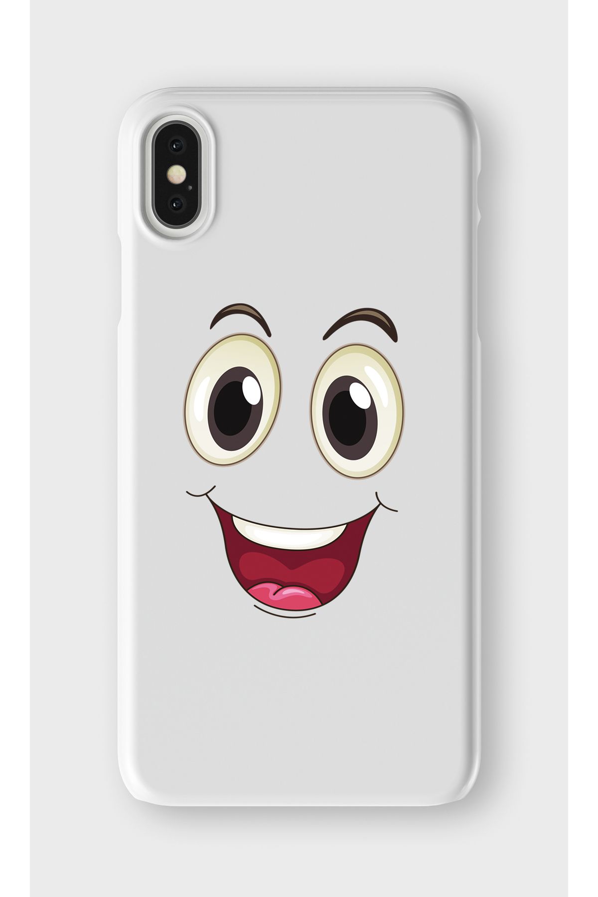lelia iPhone XS Max Uyumlu Sevimli Gülen Yüz Tasarımlı İçi Kadife Lansman Beyaz Silikon Kılıf