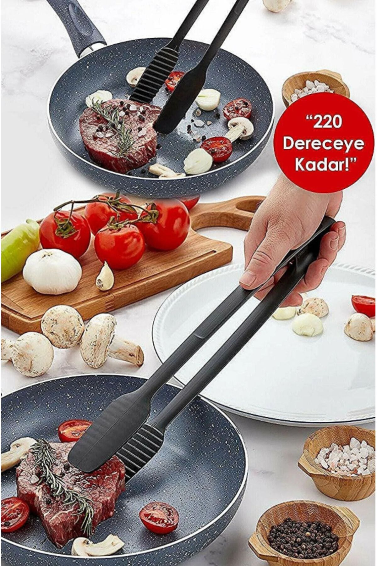 TUMU LIFE Gnarp Tarz Servis Ve Izgara Maşası Yanmaz Yapışmaz Maşa Kaymaz Barbekü Maşası