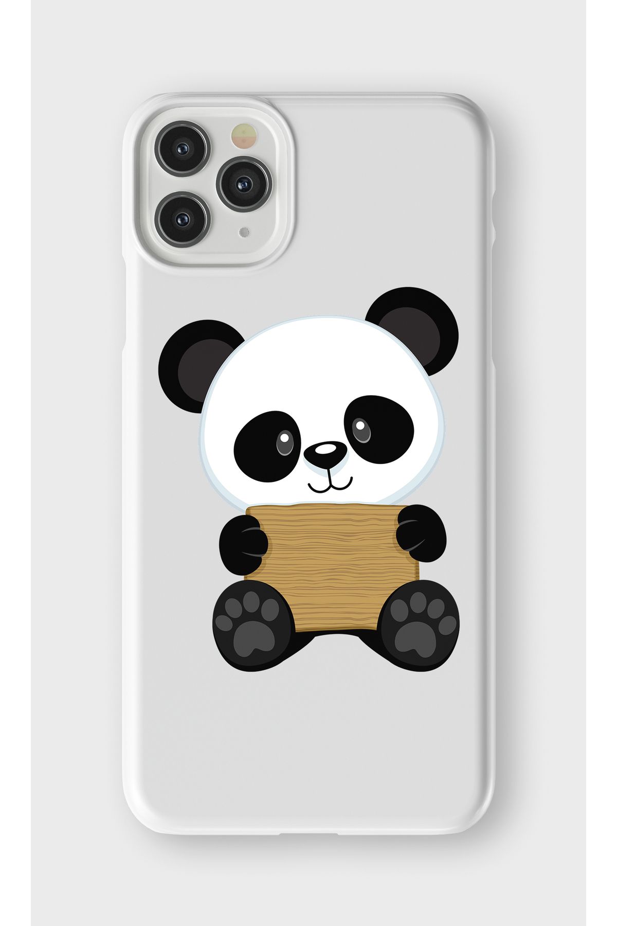lelia iPhone 11 Pro Max Uyumlu Sevimli Panda Tasarımlı İçi Kadife Lansman Beyaz Silikon Kılıf