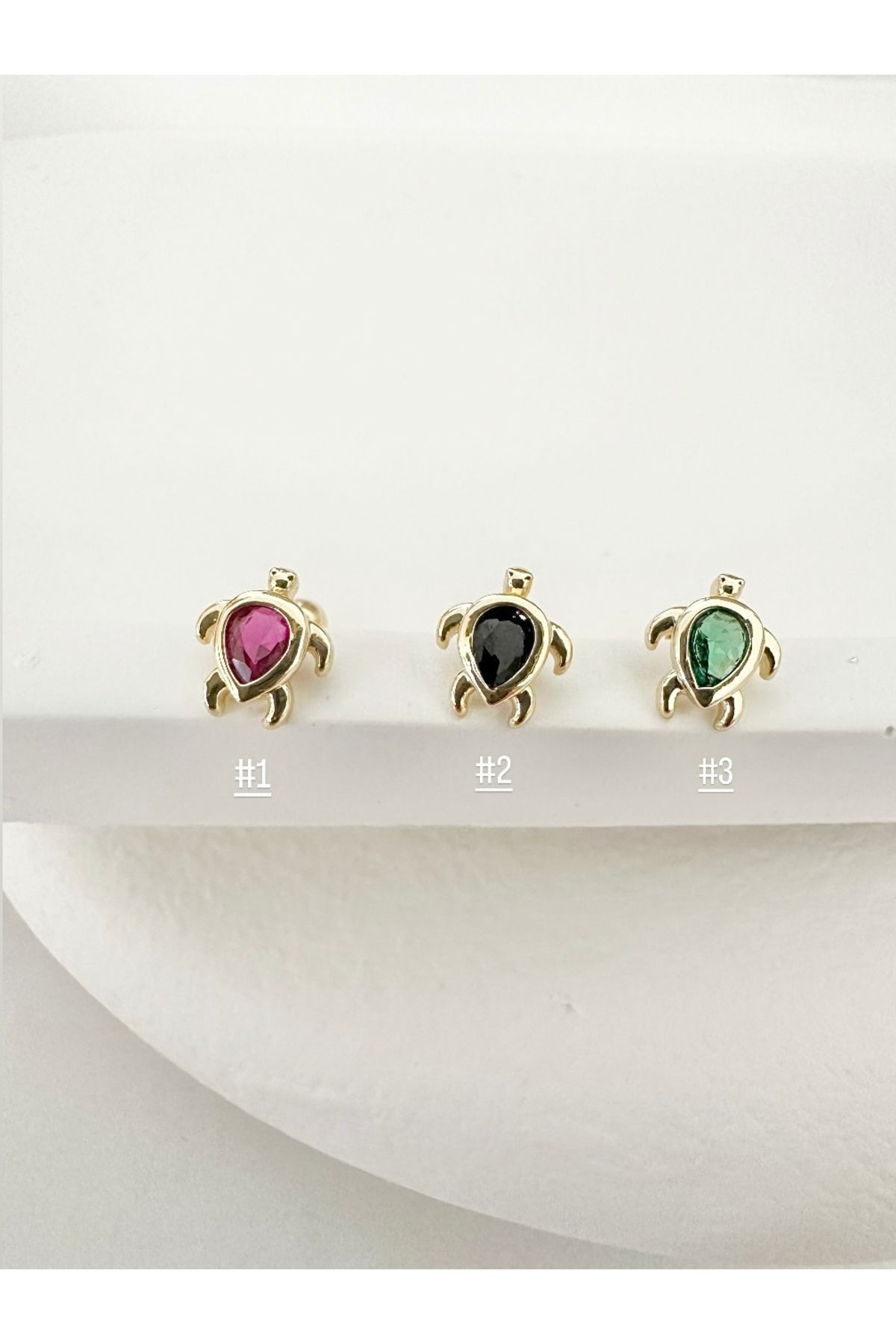 My Bellas Jewels Cerrahi Çelik Kaplumbağa Piercing Küpe, Helix, Tragus, Flat, Lobe Uyumlu (1 Adet)