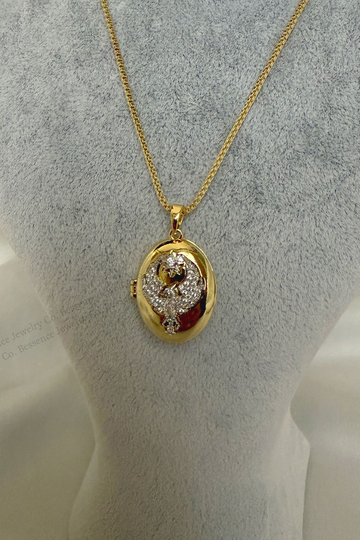 Bessence Jewelry Co UZAK ŞEHİR ÇELİK ALYA KOLYE ANKA KUŞU - AÇILABİLİR, ZİRKON TAŞLI-PASLANMAZ ÇELİK