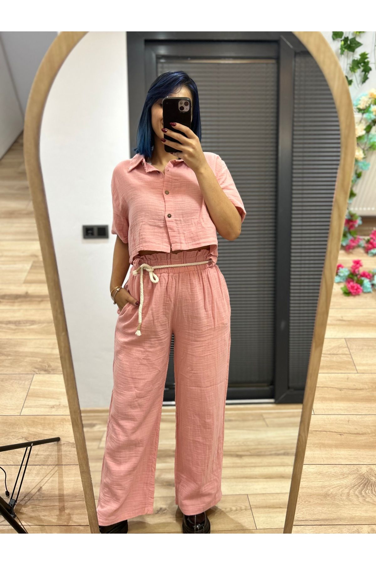 Maves Butik Kemer detaylı müslin takım