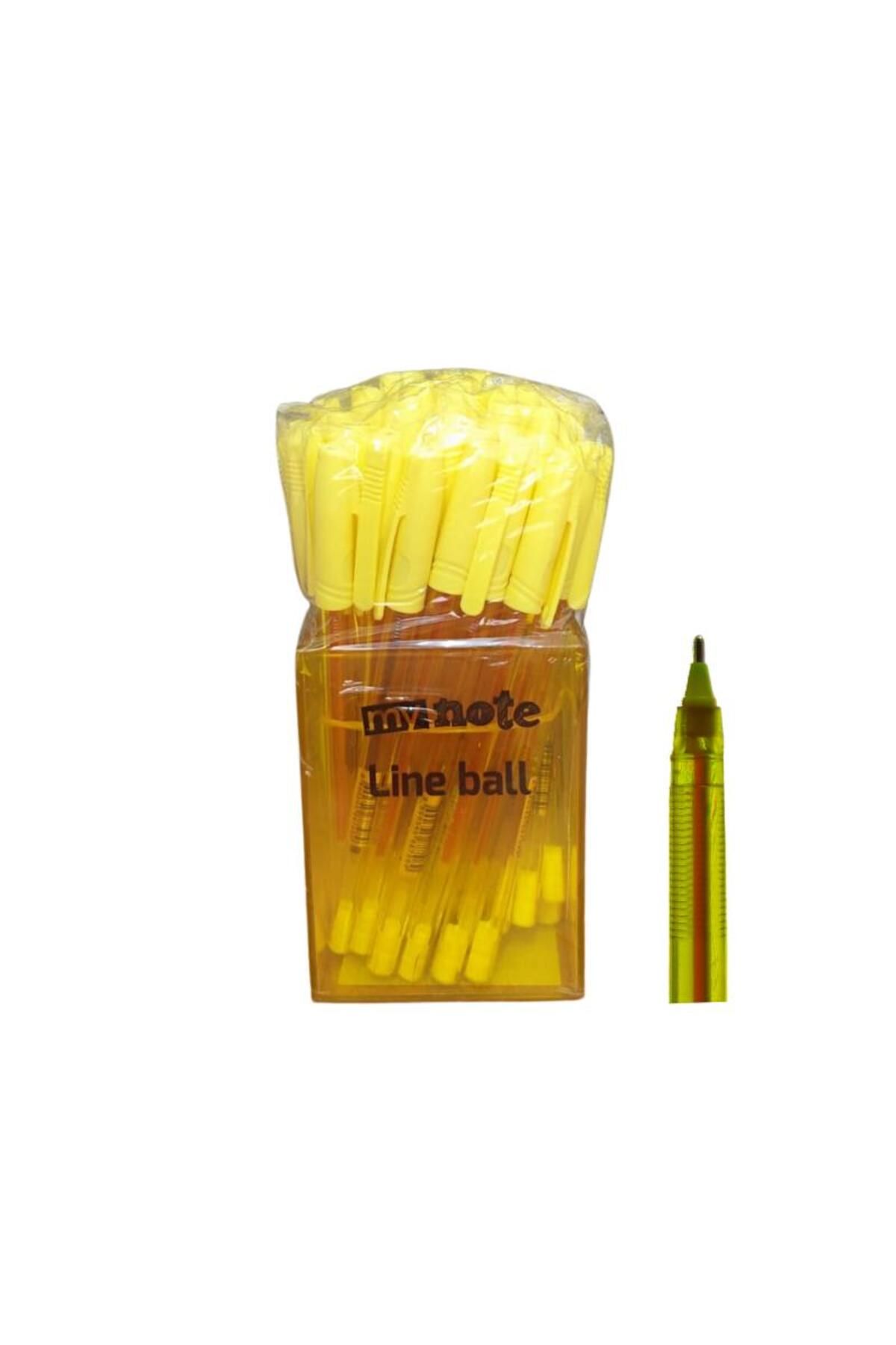 Mynote Line Ball 50'li PP Kutu Neon Sarı