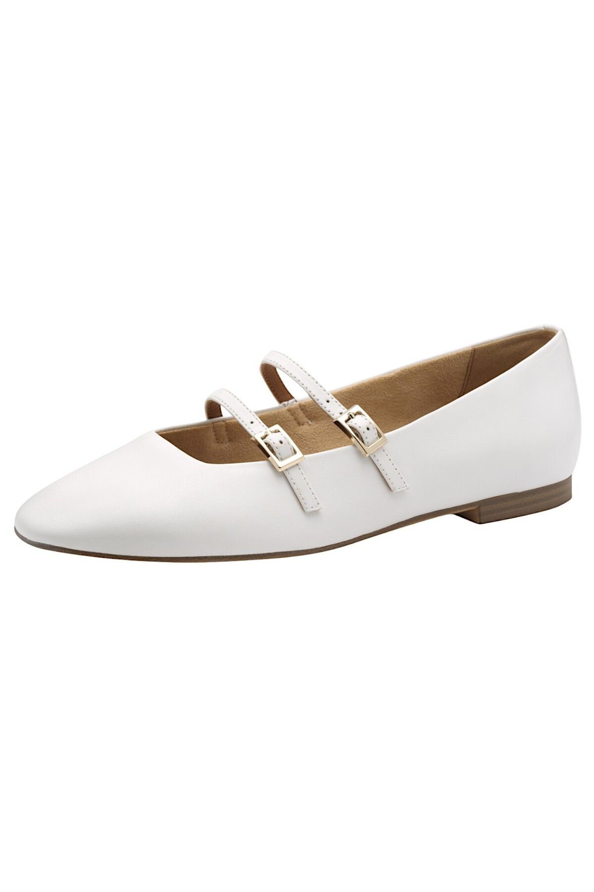 Tamaris-Damen Klassische Ballerina 1-22142-44 Weiß 100 White Leder Mit Touch-it & Antislide Absatz 2