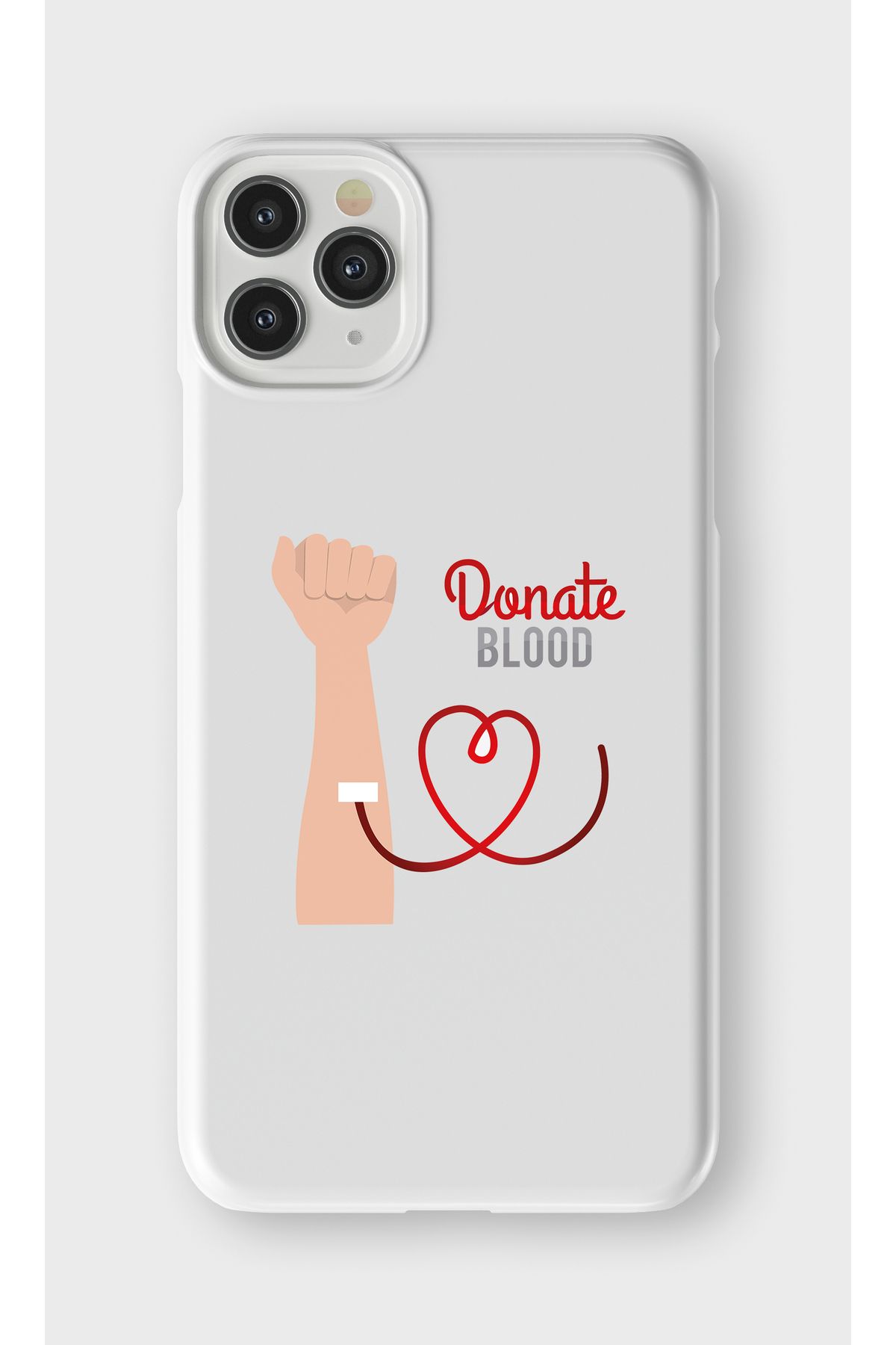 lelia iPhone 11 Pro Max Uyumlu Donate Blood Tasarımlı İçi Kadife Lansman Beyaz Silikon Kılıf