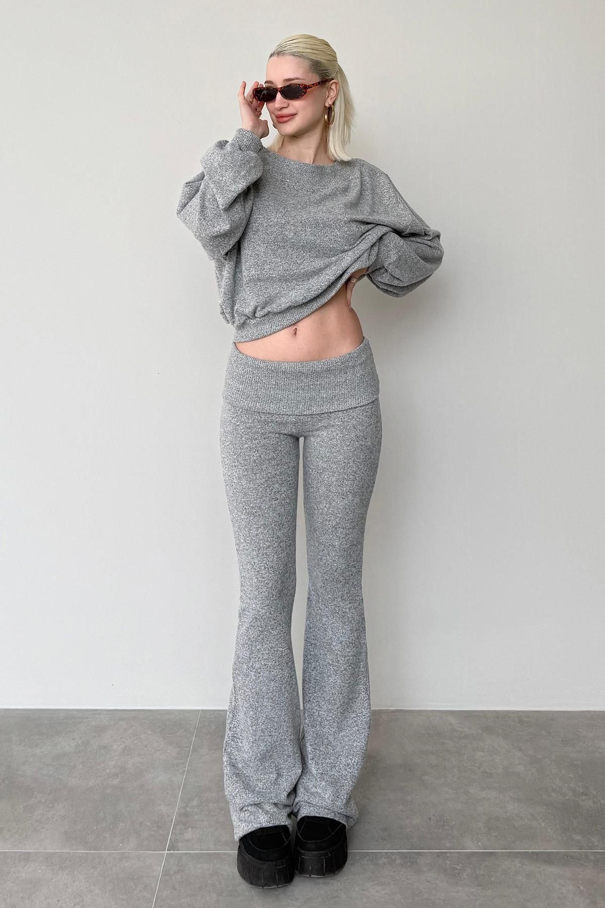 Madmext Gri Bluz Pantolon İkili Takım Mg2289
