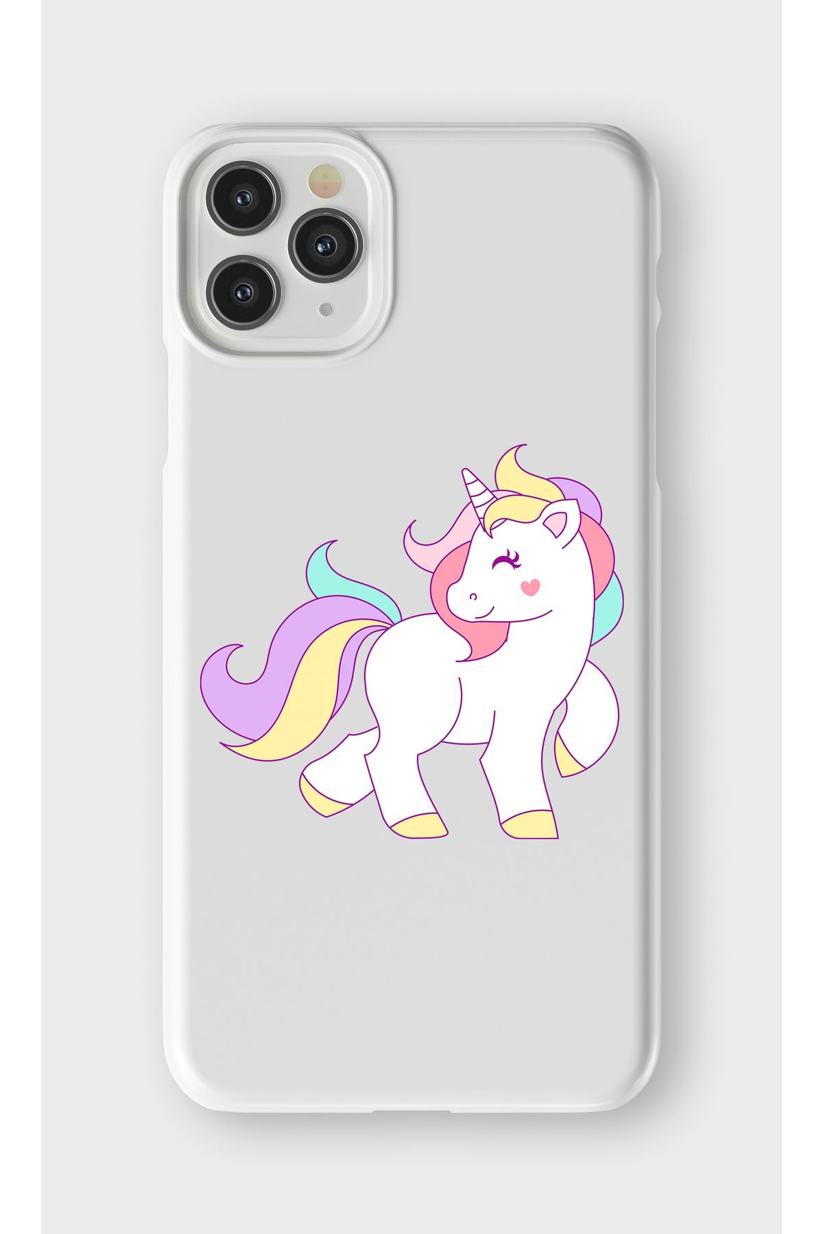 lelia iPhone 11 Pro Uyumlu Unicorn Tasarımlı İçi Kadife Lansman Beyaz Silikon Kılıf