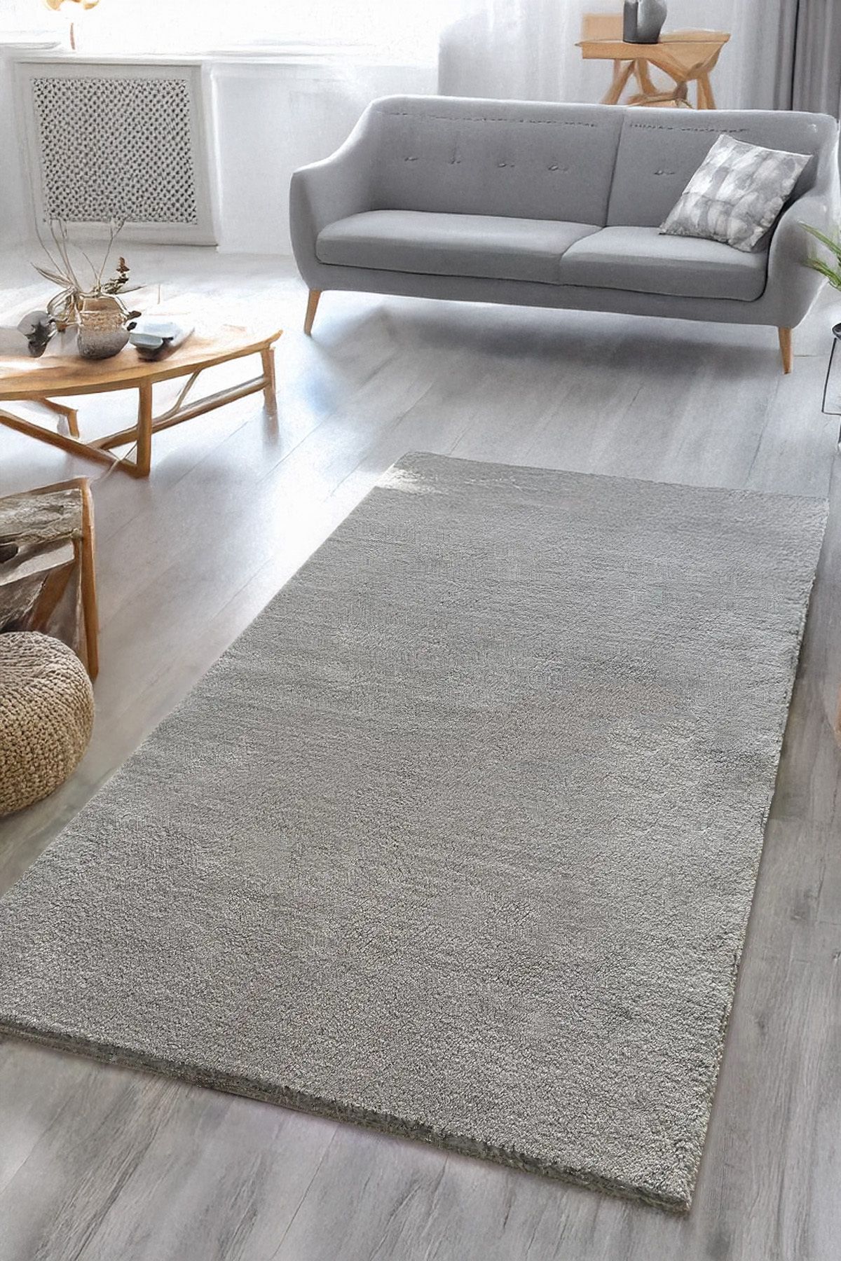 ESSPERO HOME Modern Gri Yumuşak Peluş Halı Salon Oturma Çocuk Yatak Odası Mutfak, Antre