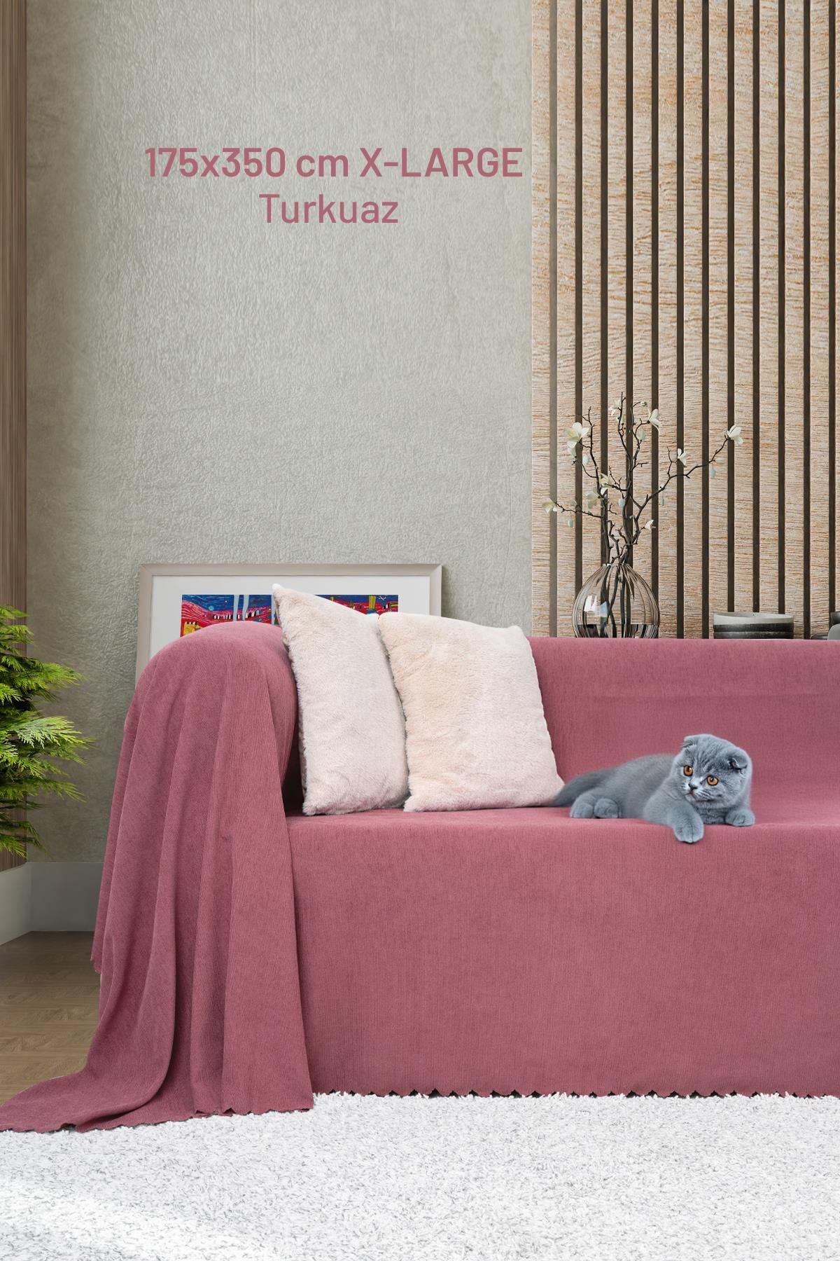 Latuda Home Kaymaz Koltuk Örtüsü Çift Taraflı Mikrofiber Şönil 175x350 cm XL- Rose – Kedi Köpek ve Çocuk Dostu