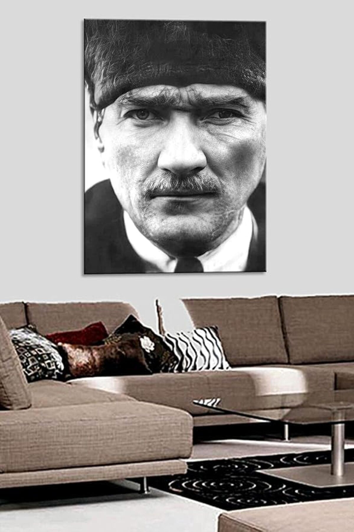 ShopZum Talya Tablo Atatürk Siyah Beyaz Portre Kanvas Tablo. 50X70 No-8974