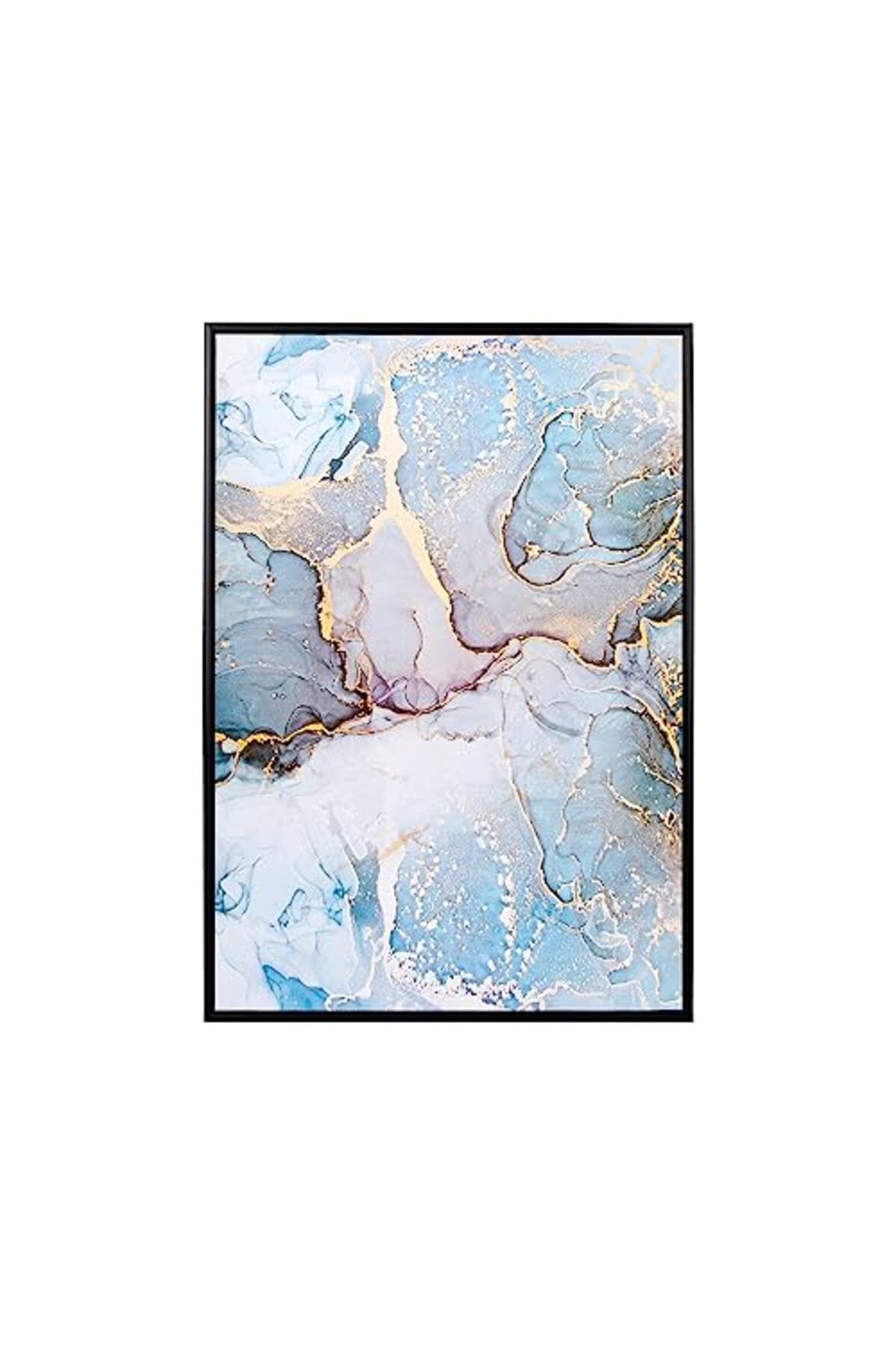 ShopZum Herdekora Siyah Ahşap Çerçeveli Soyut Kanvas Tablo Mavi-Beyaz 50X3X70 Cm.