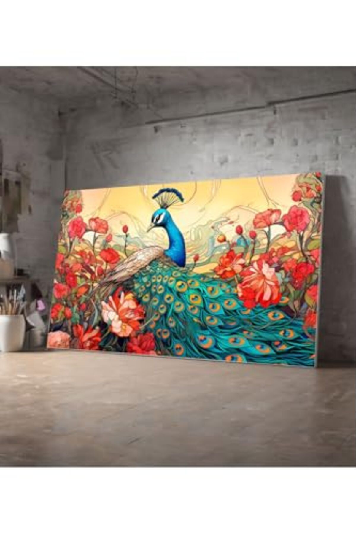 ShopZum Ar Ajans Kanvas Tablo Renkli Tavus Kuşu Hayvan Dekroatif Kanvas Tablo 30 X 40