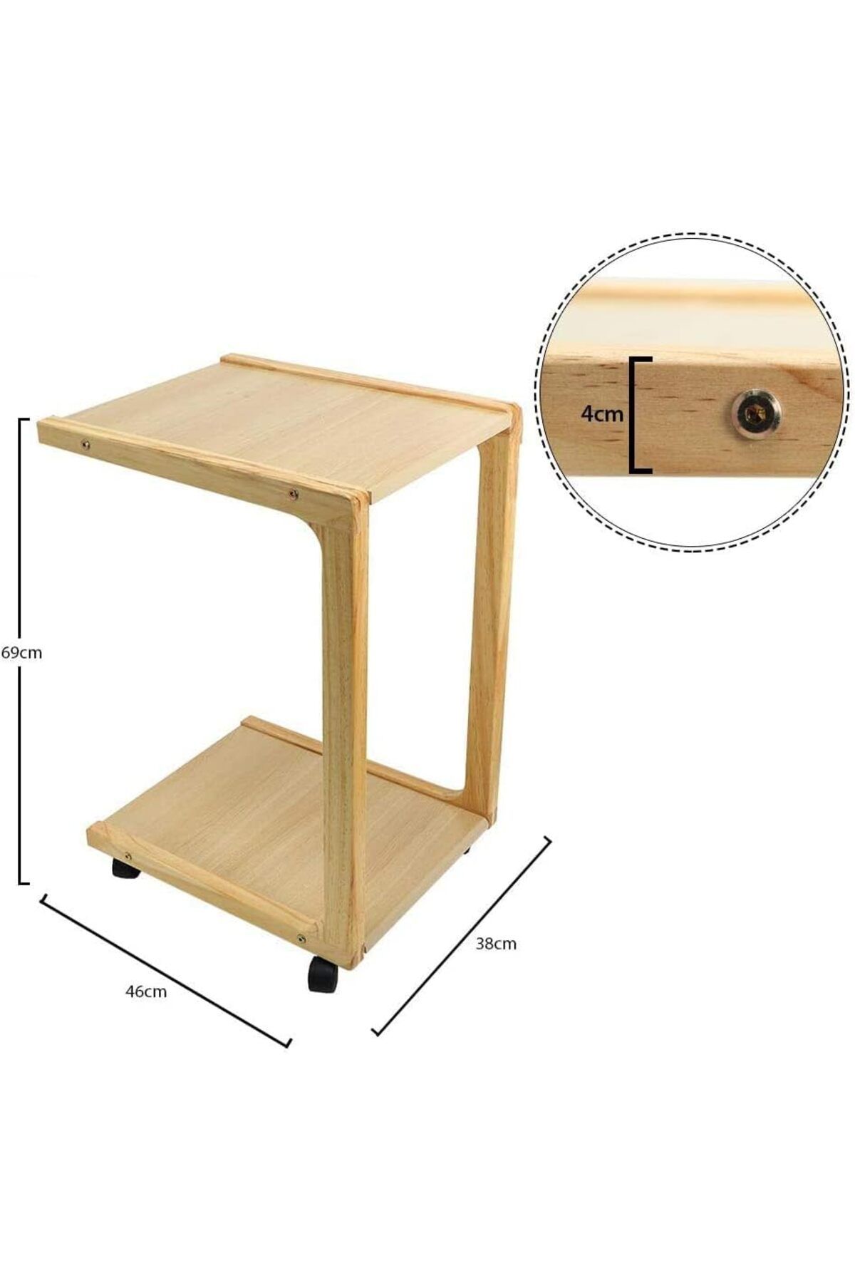 NEXIFY-C-Shaped End Table, Snack Side Table with Wheels, Modern Creative Design Coffee Table 2
