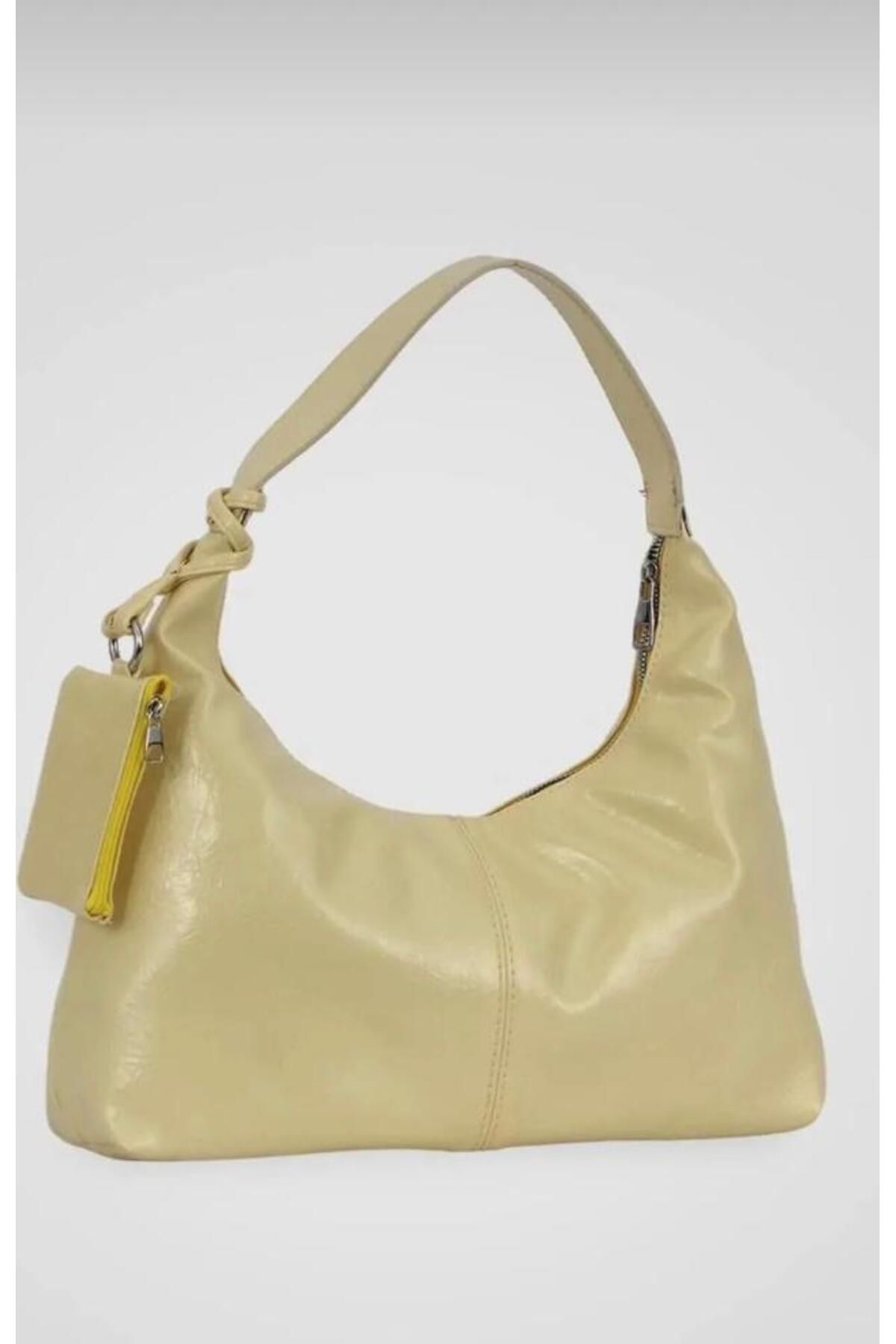 cosybag. BUTTER YELLOW CÜZDAN AKSESUARLI KADIN EL VE OMUZ ÇANTA BİRDİE LİMON SARISI