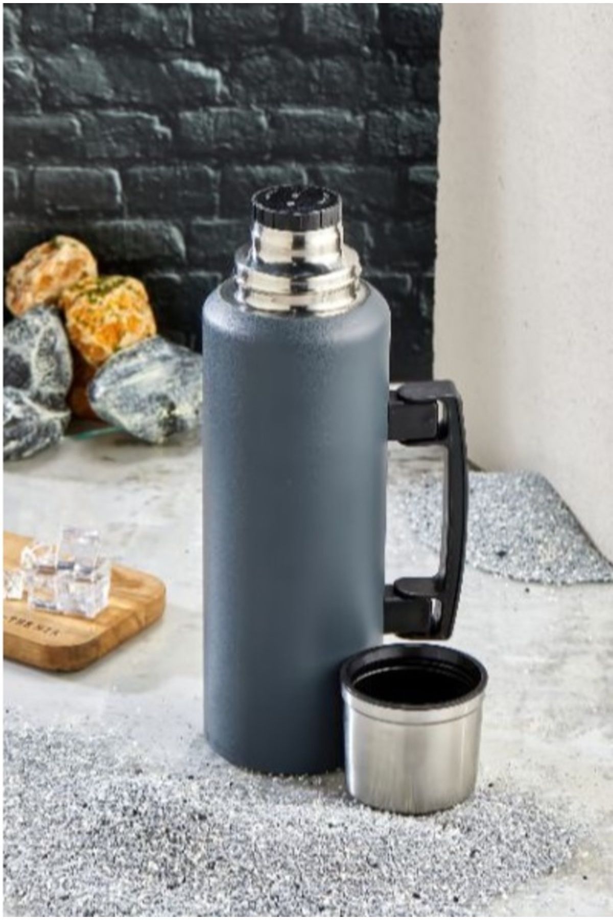 Elista 1.0 Litre Kulplu Paslanmaz Çelik Avcı Termos Yeşil