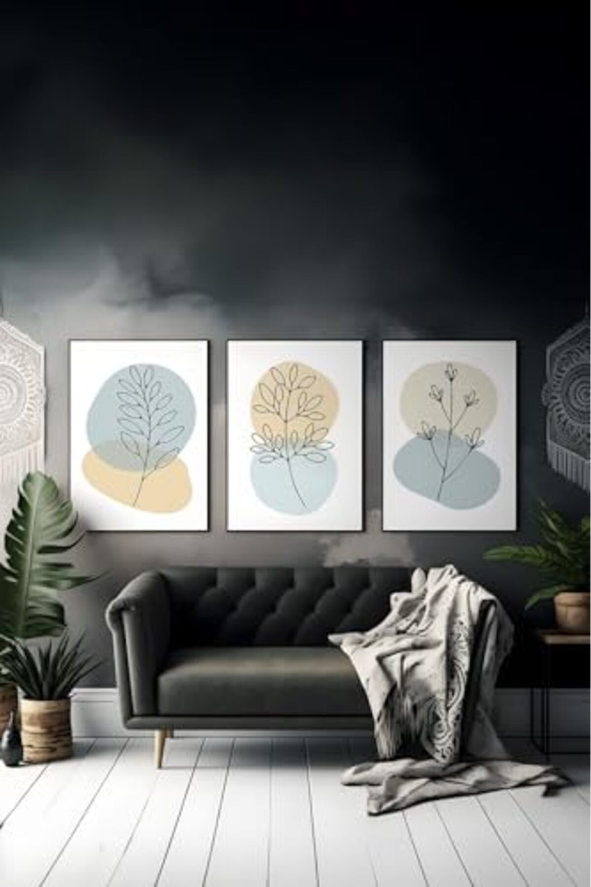 ShopZum Artavessa 3 Parça Çerçeve Görünümlü Mdf Tablo Seti - Artsycllct25-2030