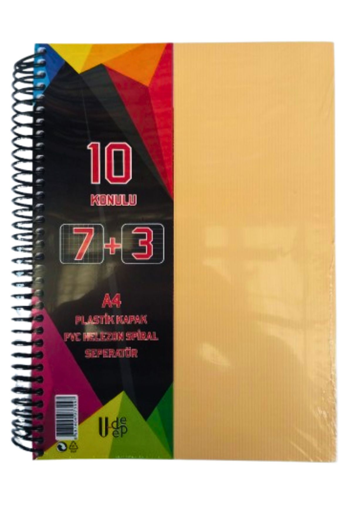 Glanart a4 boy 7+3 ayraçlı defter dersane defteri (7 kareli 3 çizgili ) 250 yaprak 10 bölümlü udep