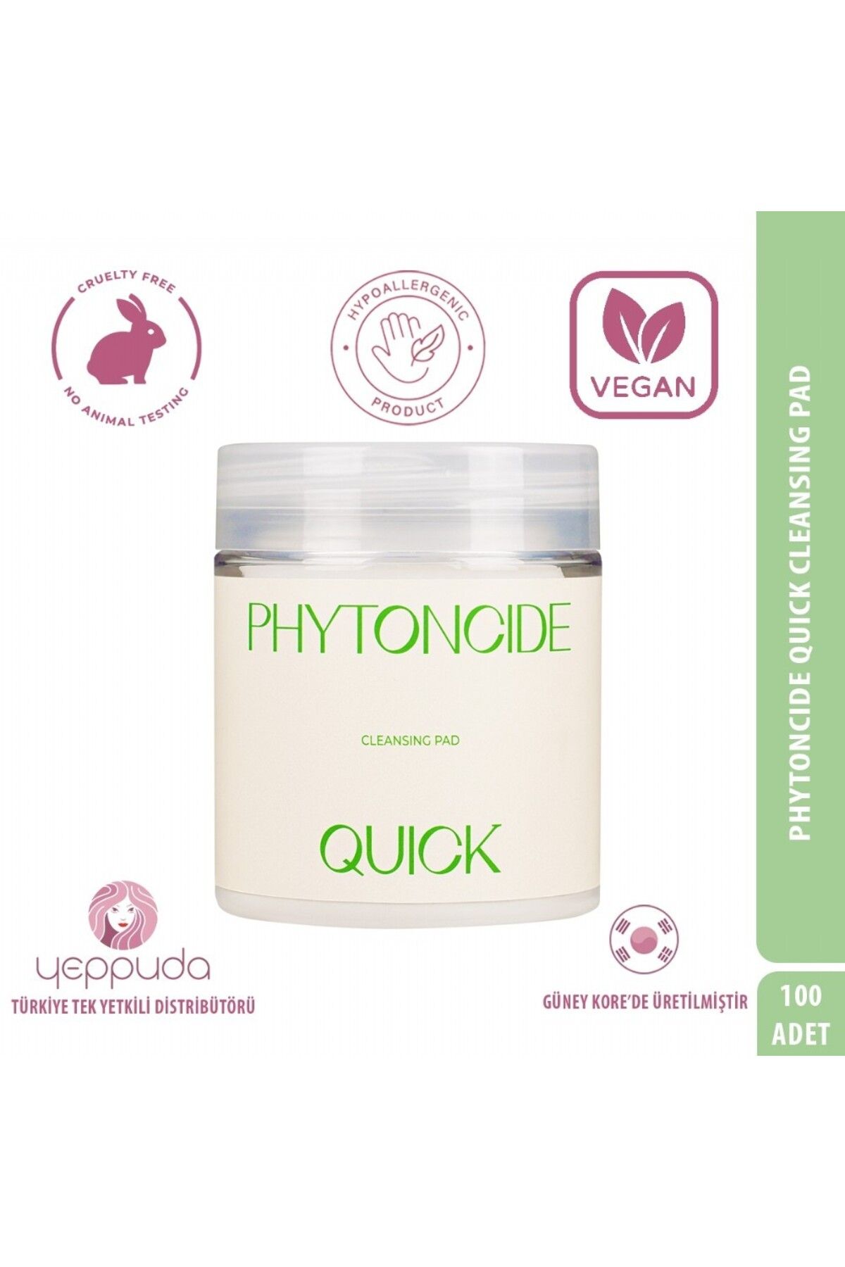 Klavuu Phytoncide Quick Cleansing Pad - Fitonsit İçerikli Kuruluk Hissi Bırakmayan Vegan Temizleyici