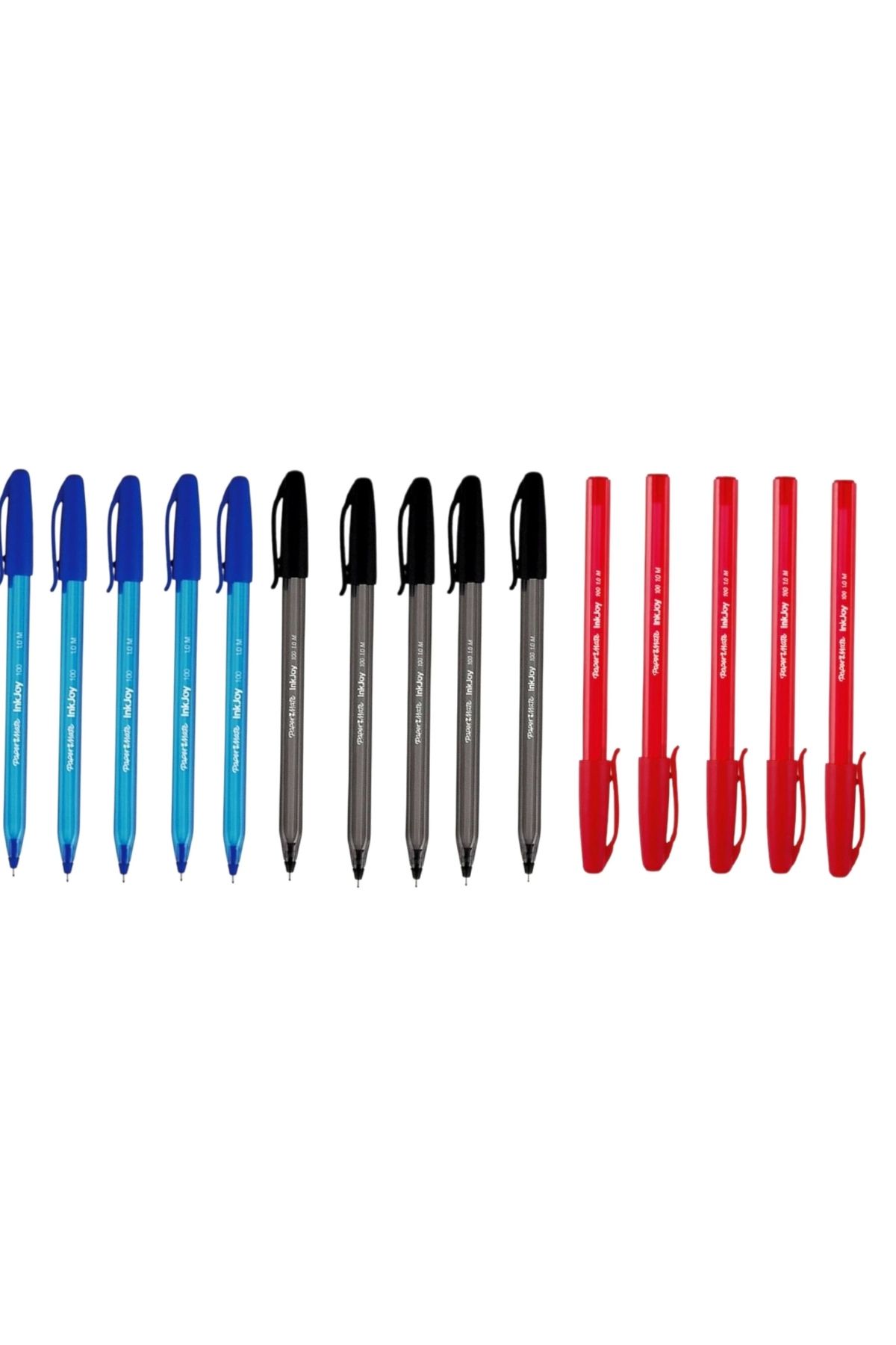 Paper-Mate PAPER MATE INKJOY 100 Kapaklı ULV M Uç, 5 Mavi - 5 Kırmızı-5 Siyah ( 15 Adet )