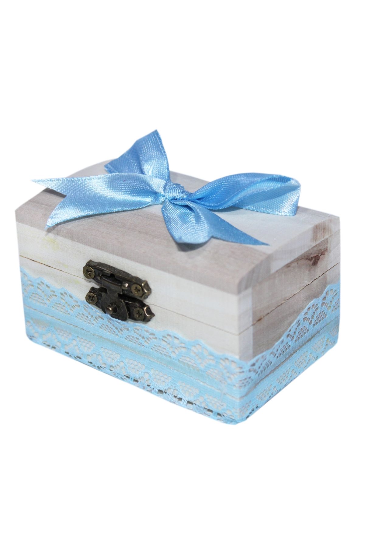Recostore Cutiuta Cufar Din Lemn Cu Bleu Prima Suvita A Bebelusului, Masculin - 0–12 months