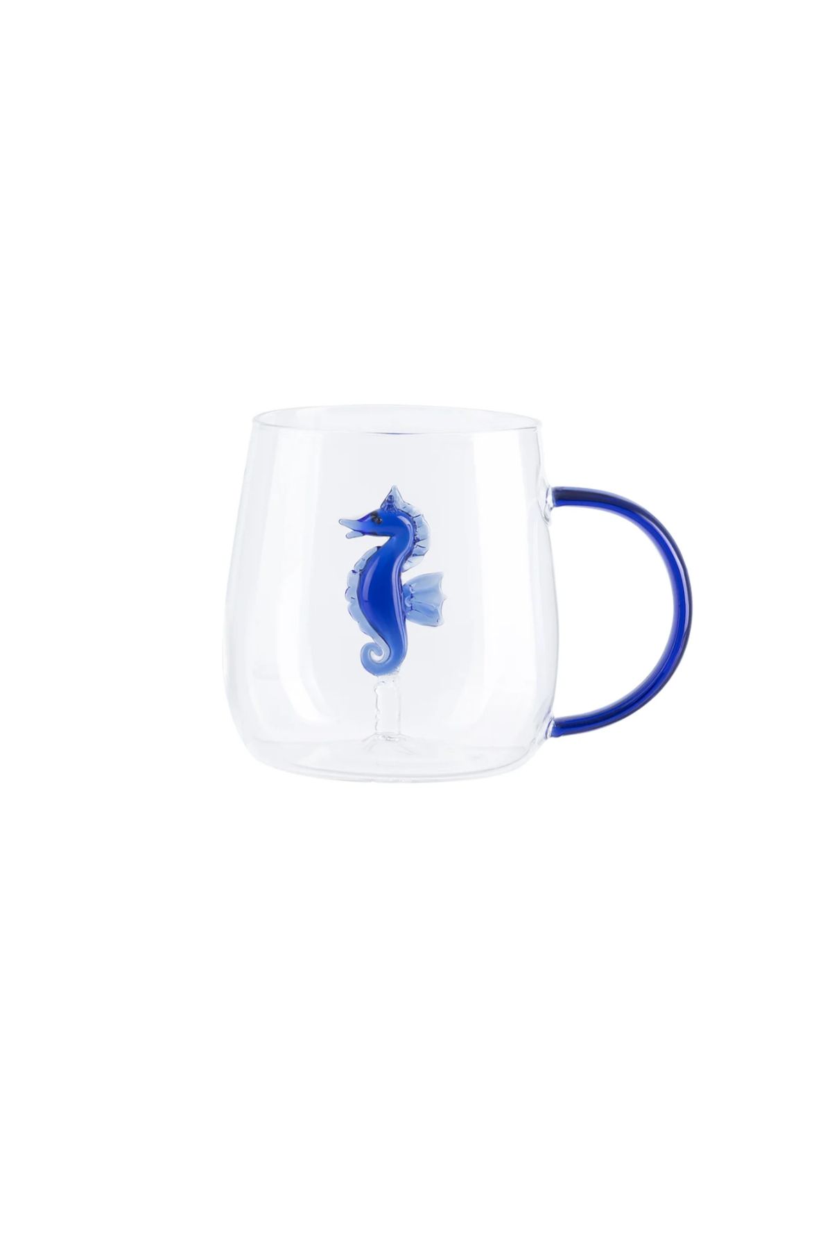 Madame Coco Lucia Mavi Borosilikat Cam Kupa – 400 ml | Şeffaf, Modern, Isıya Dayanıklı