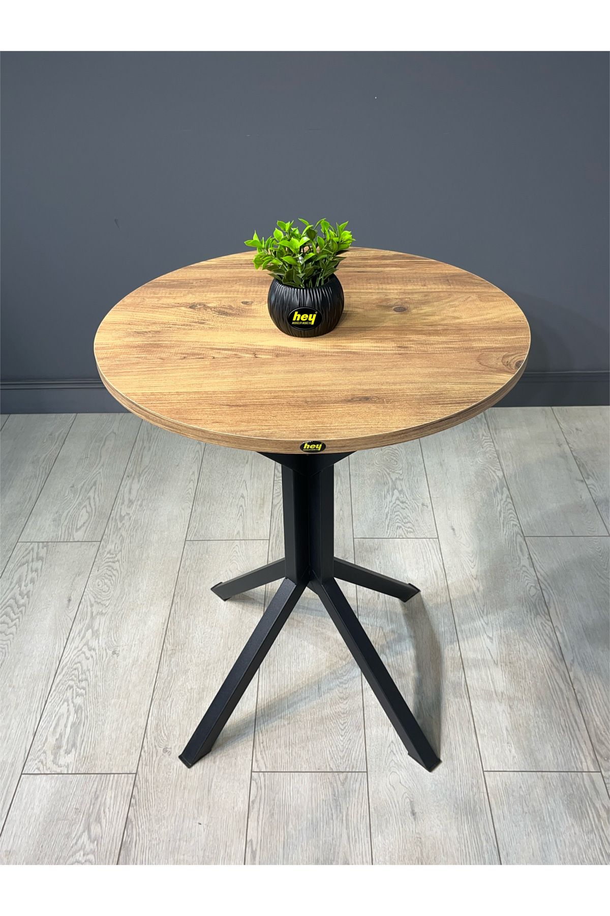 hey modüler mobilya İkra Yuvarlak Atlantik Çam Balkon Masası Mutfak Yemek Masası 60 cm