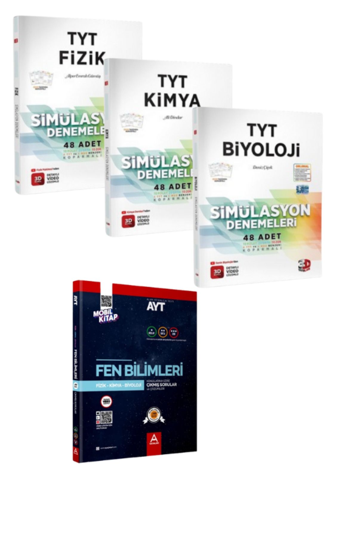 3D Yayınları TYT Fen Simülasyon Deneme & A Yayınları AYT Çıkmış Sorular Fen Bilimleri Seti