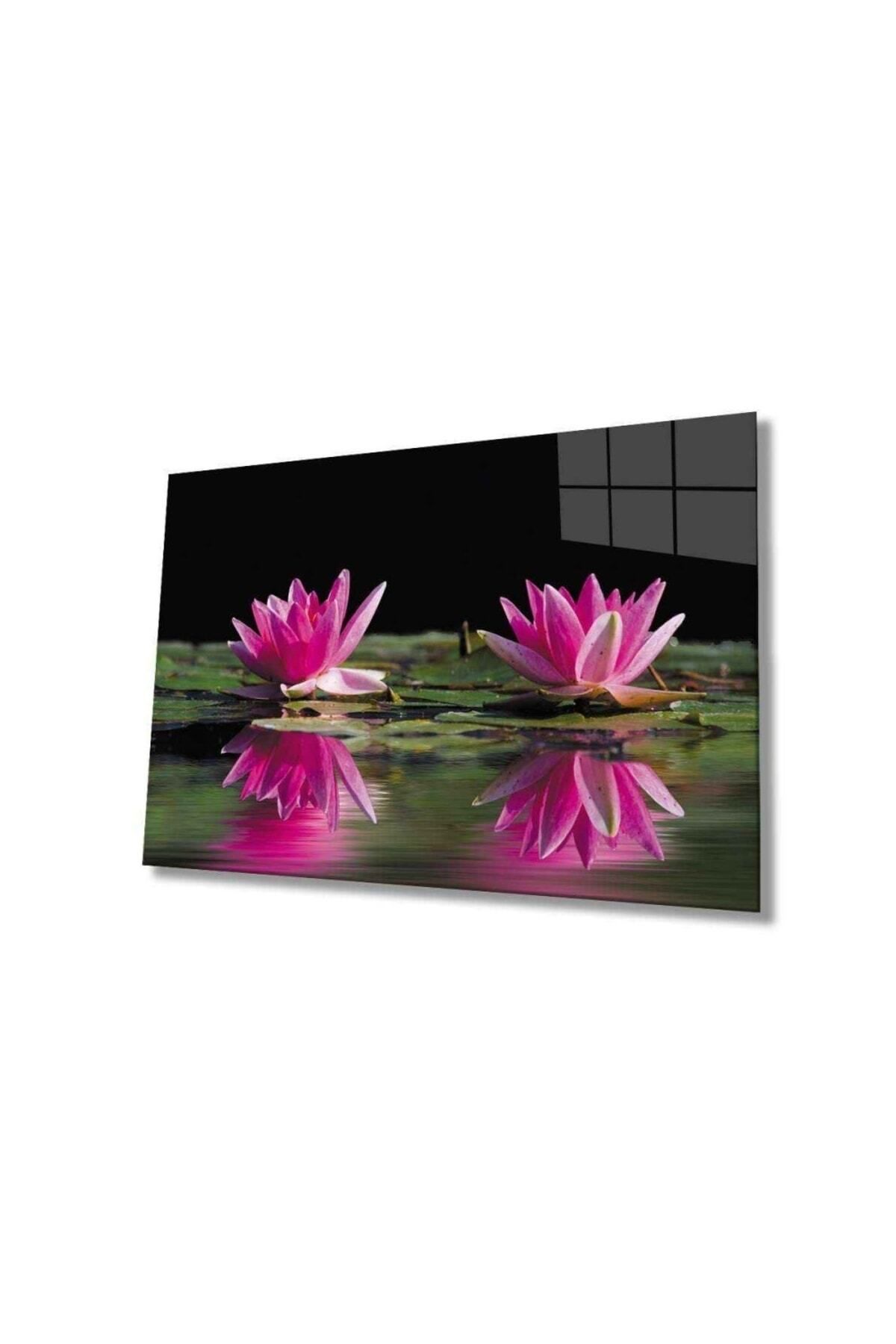 Evlika Lotus Çiçeği Cam Tablo 4mm Dayanıklı Temperli Cam 110 X 70
