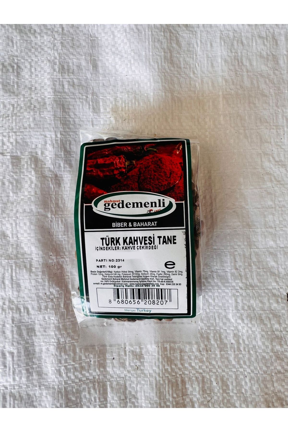GEDEMENLİ TÜRK KAHVESİ TANE 100 GR