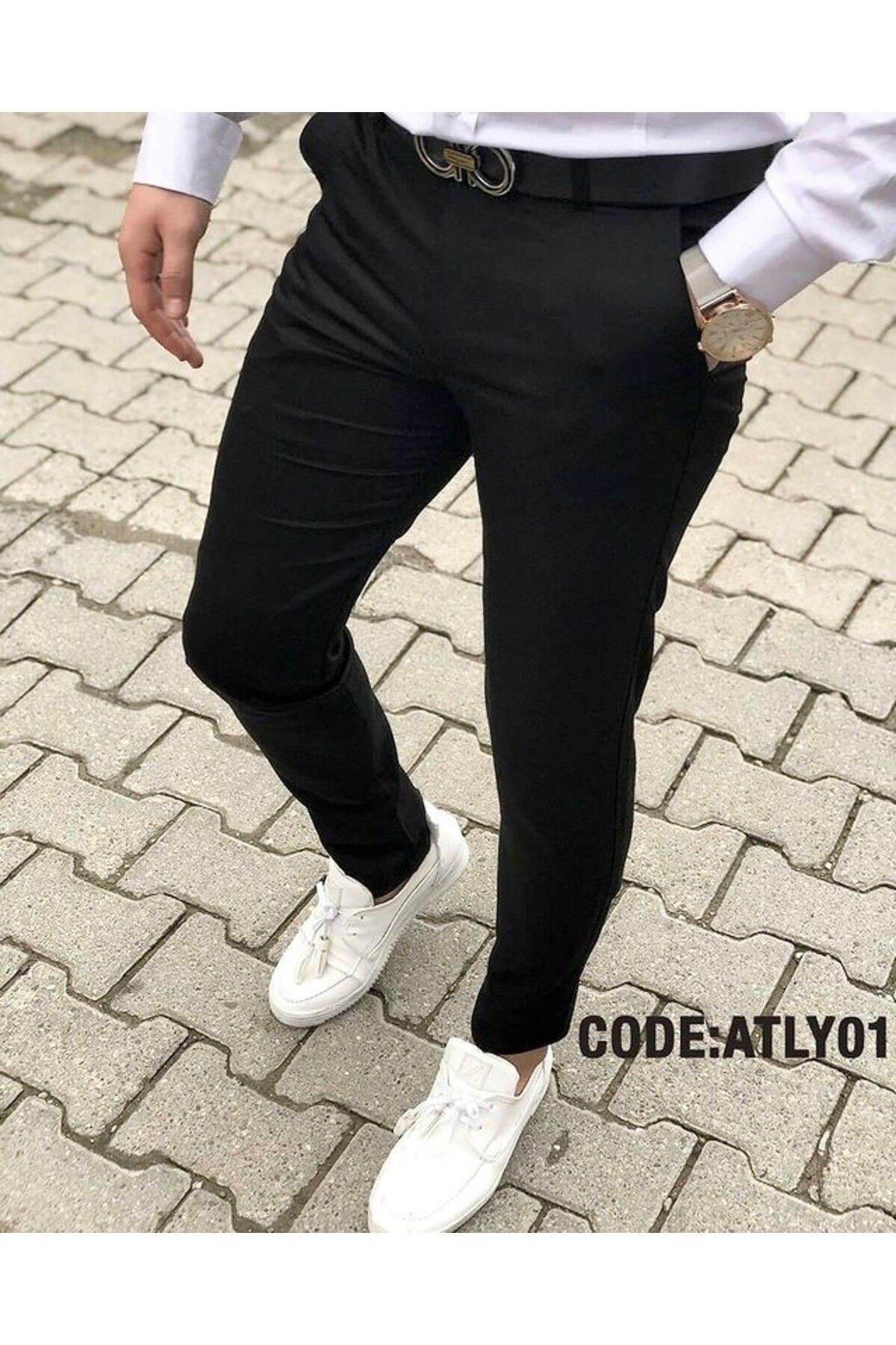 Gussi Erkek Siyah Renk Slim Fit Kaliteli Esnek Likralı Keten Pantolon