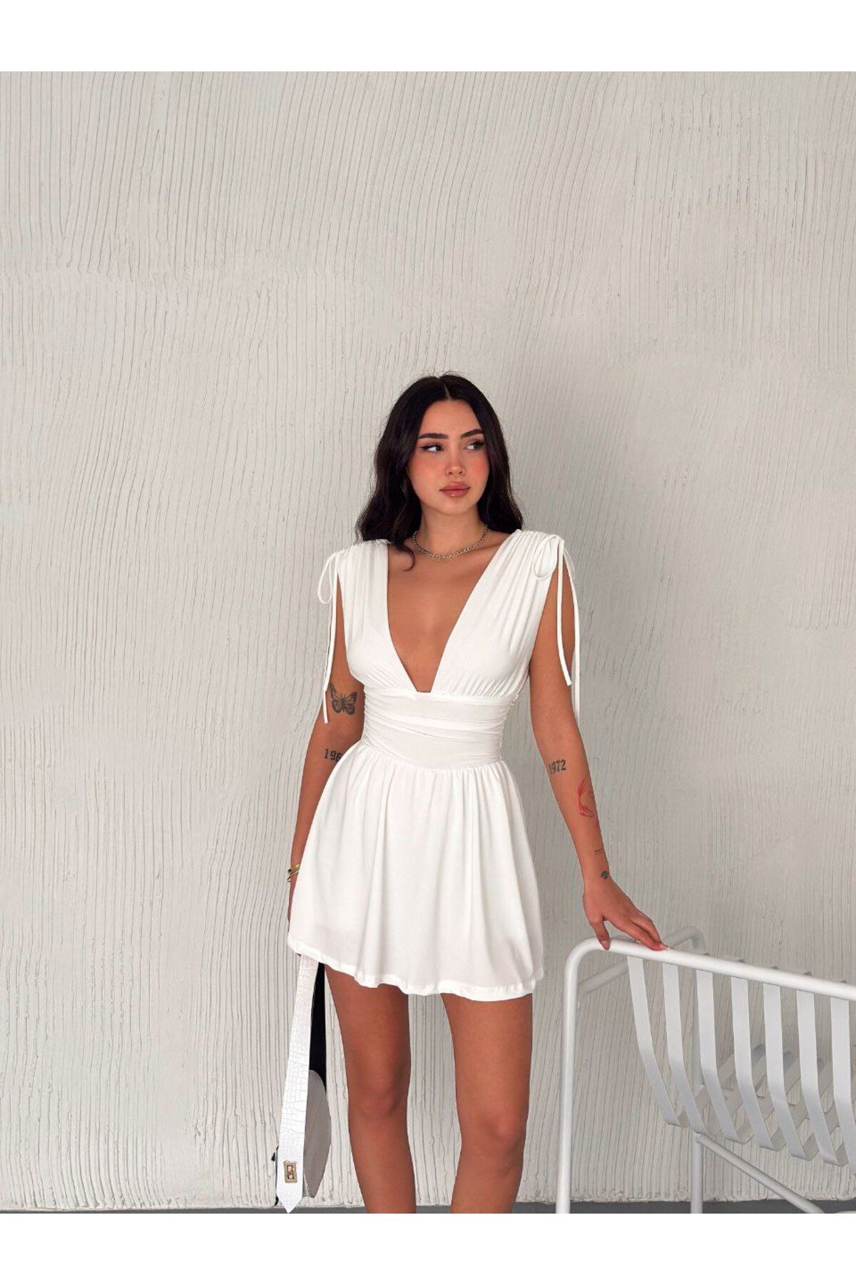 MODA Sandy Kumaş Şortlu Askısı İp Detaylı Elbise
