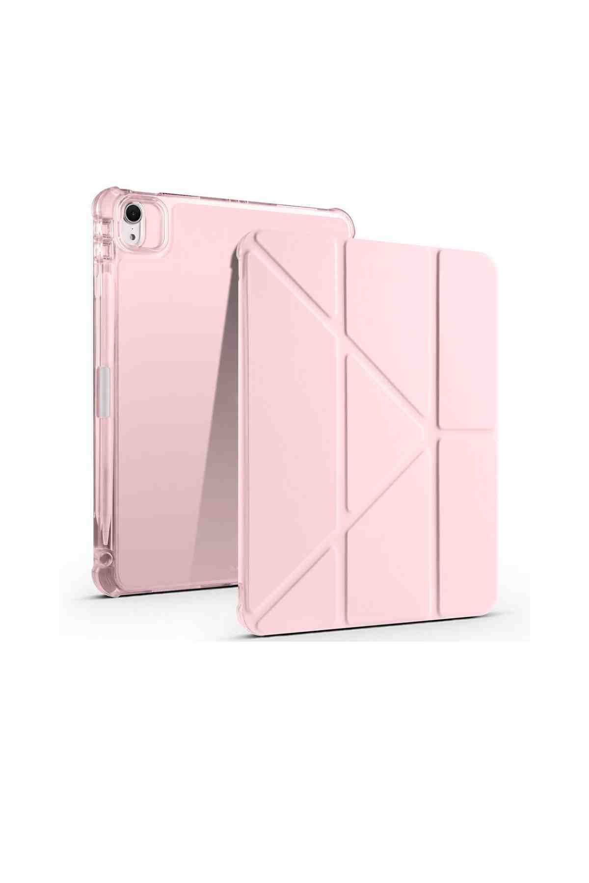 Fuchsia M2 Çip iPad Air 13 Uyumlu Kalem Bölmeli Trifolding Akıllı Tablet Kılıfı
