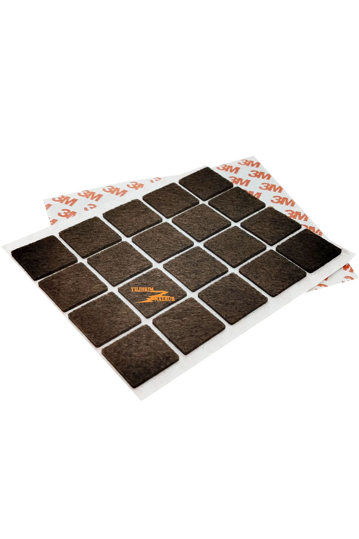 yıldırım nalbur 40 ADET KARE 25X25 MOBİLYA KEÇESİ SANDALYE KOLTUK AYAK ALTI KEÇE KEÇESİ 3M BANT KAHVE