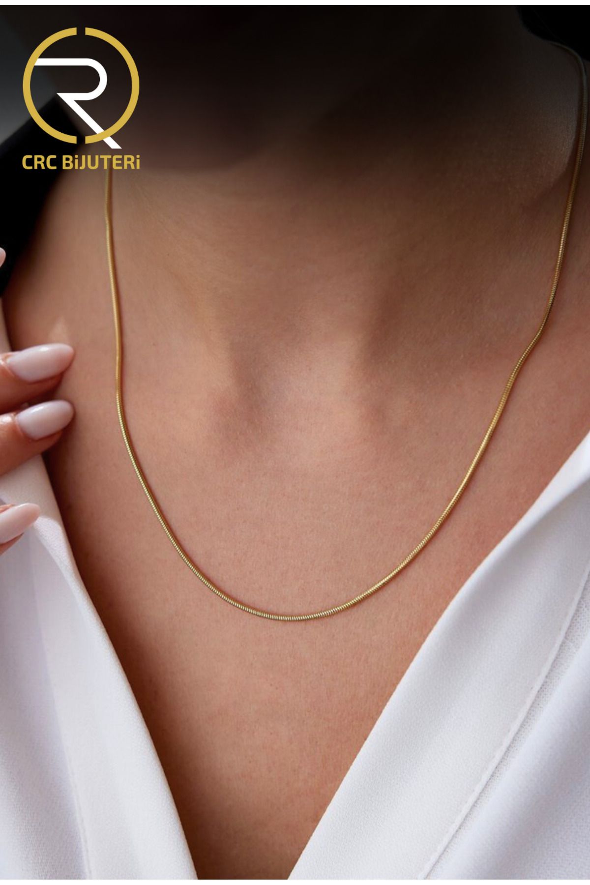 Crc Bijuteri Gold Renk 60 Cm Unisex Çelik Yuvarlak Italyan Zincir Kolye