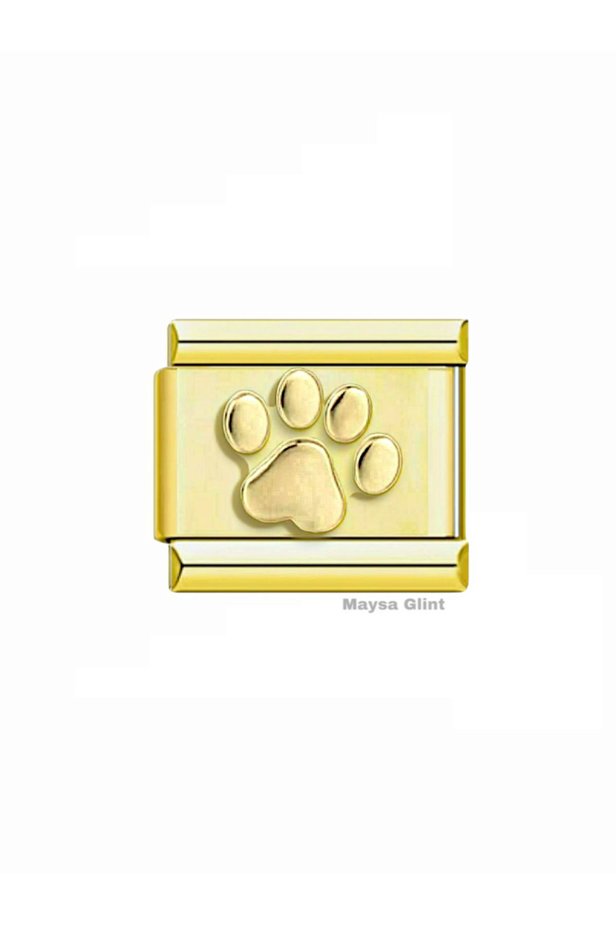 Maysa Glint 3D Kedi Patisi Gold Altın Renk Paslanmaz Çelik Charm İtalyan Bileklik Charmı