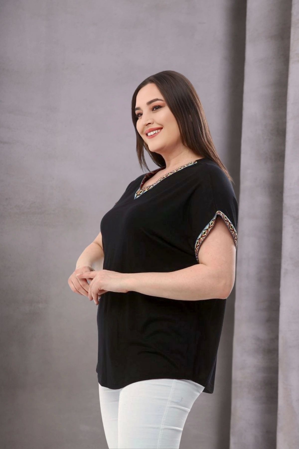 aytemas Yakas Kolları Örme Şerit Bluz