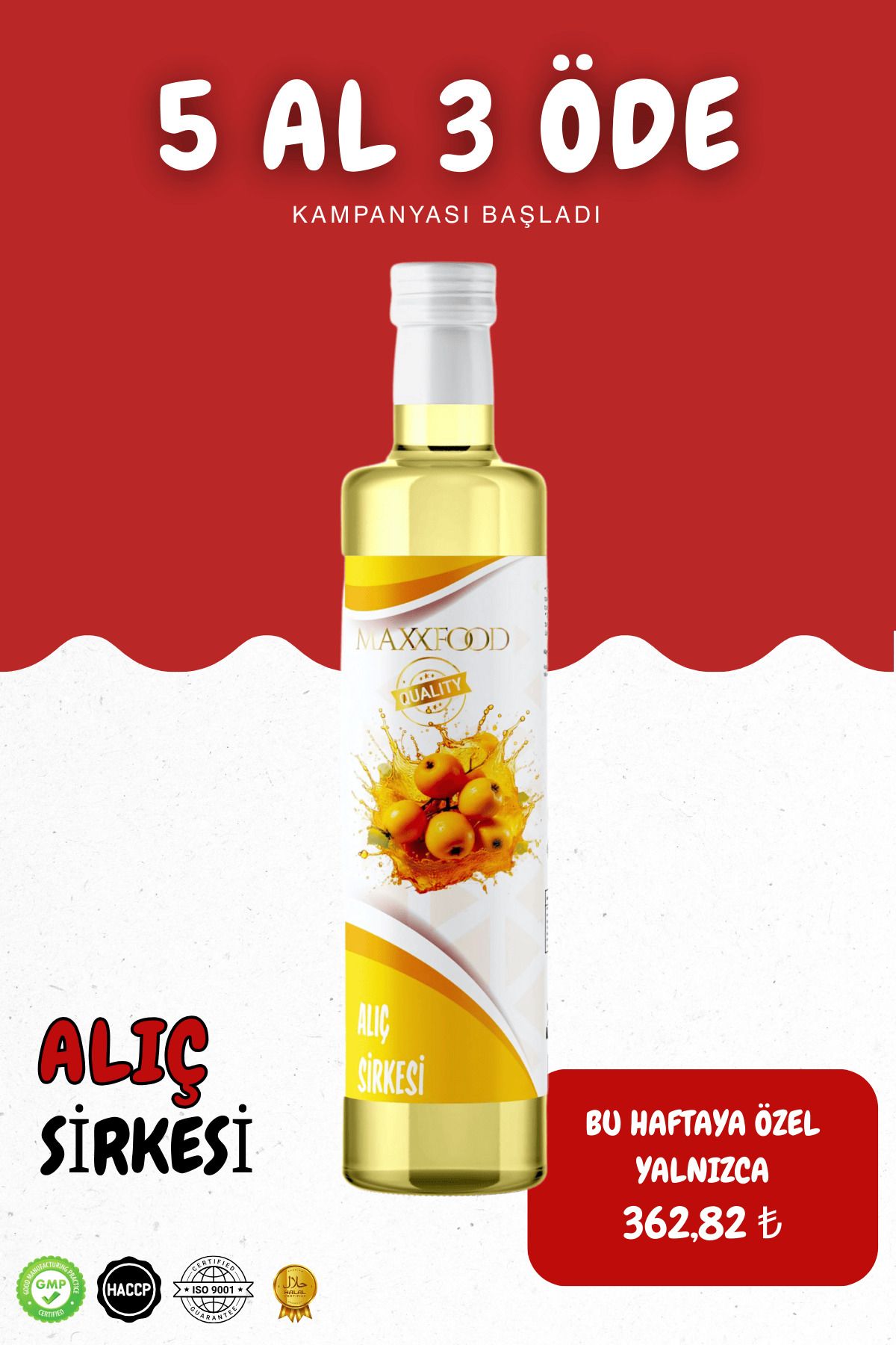 maxxfood ALIÇ SİRKESİ DOĞAL FERMANTASYON (hawthorn vinegar) 500Ml