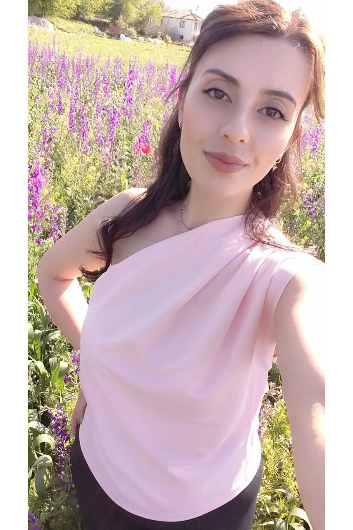 ecenurbutik BLUZ Likralı Drapeli Tek Omuz tasarım Bluz (Detaylar Açıklamada )