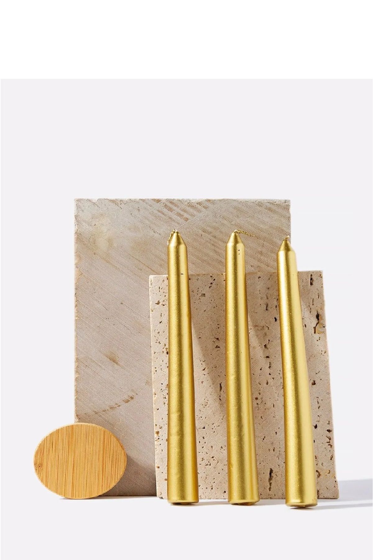 camas candle 3 Lü Gold Şamdan Mumu