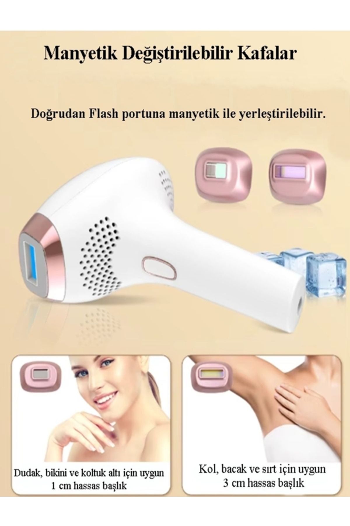 DeftHike Buz Etkisi Lazer Epilasyon Cihazı Hassas Ciltlere Uygun 999.999 Atım