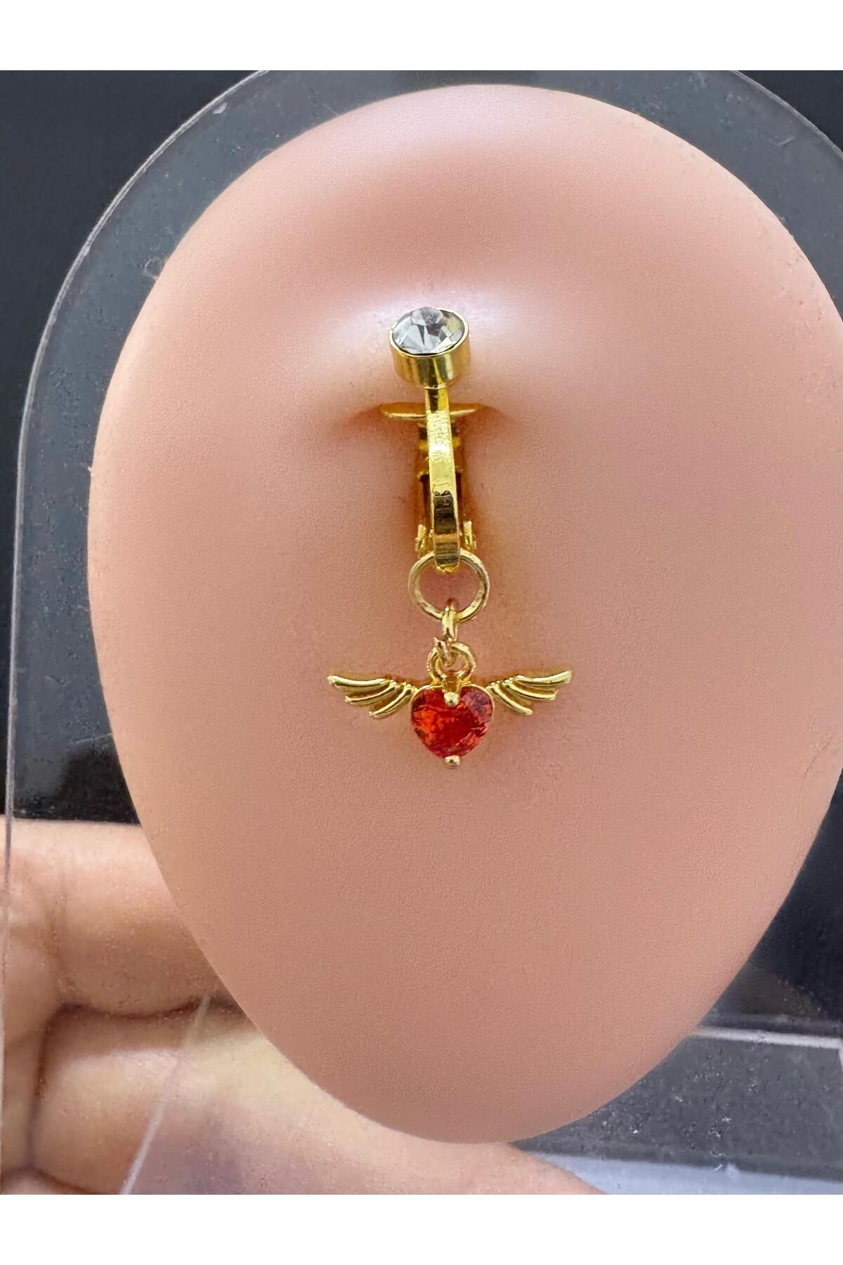 Arescollection DELİKSİZ ( delik gerektirmeyen) KLİPSLİ ZİRKON TAŞLI GÖBEK PİERCİNGİ
