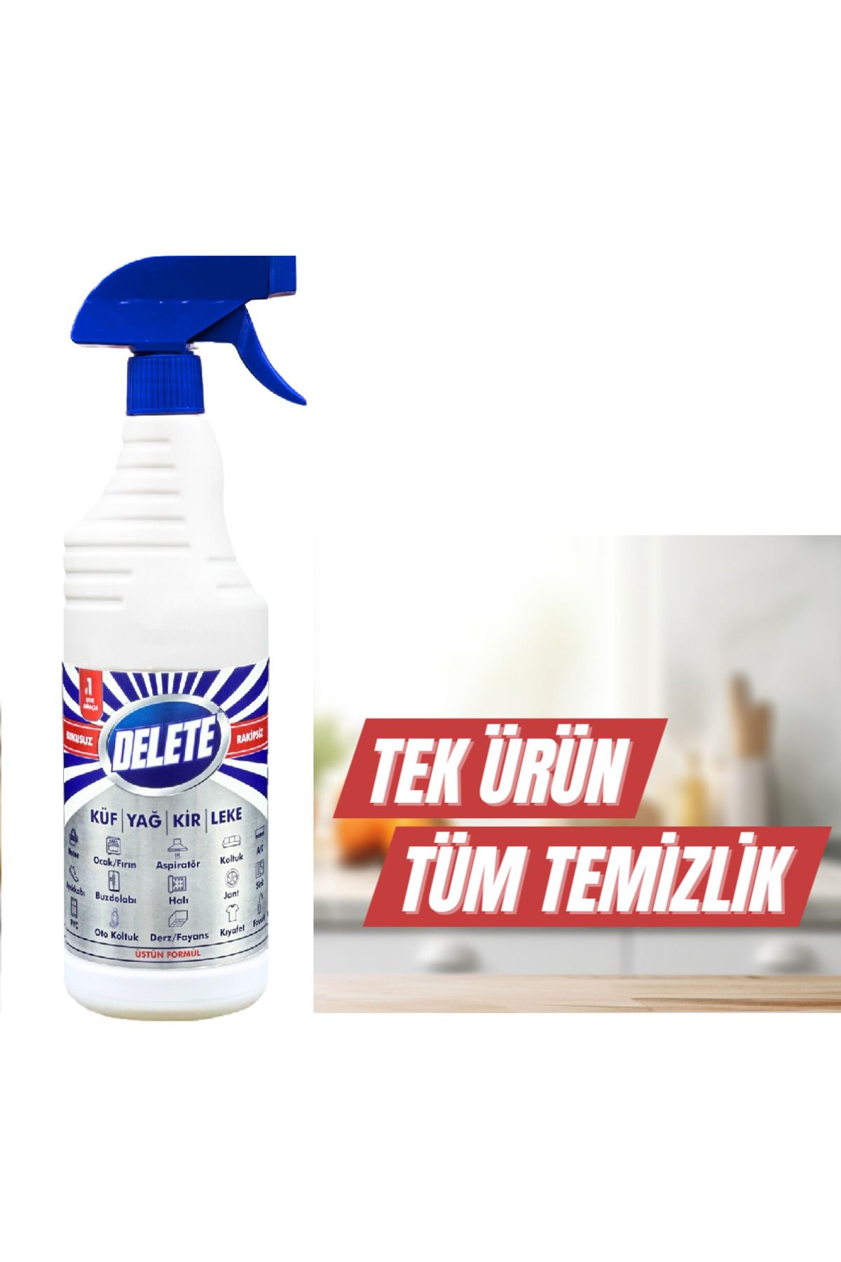 Delete Çok amaçlı Yağ Çözücü / Leke Çözücü / Kir & Pas Çözücü (kokusuz) 1 Litre x 1 adet