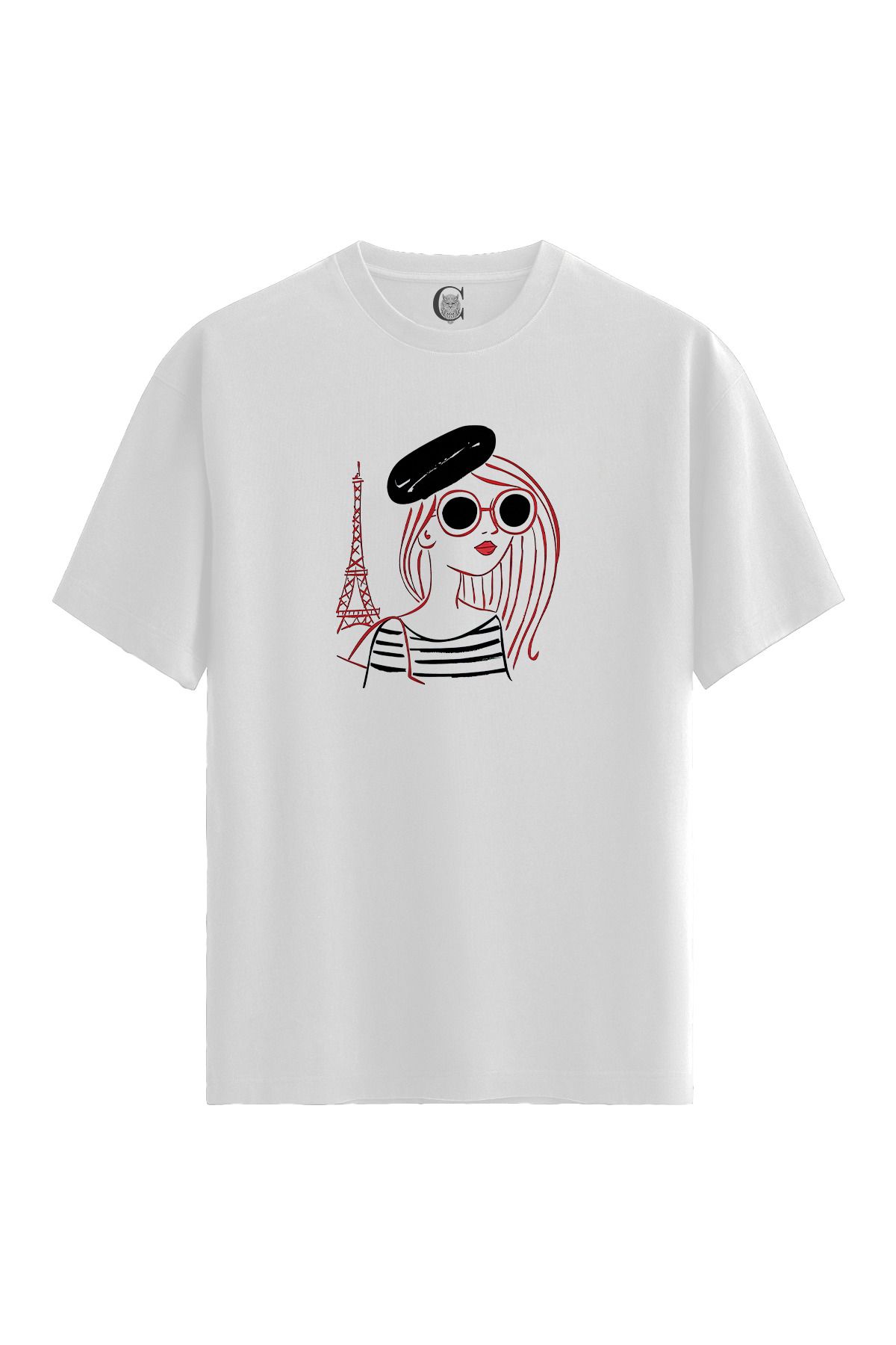 Color Luxe Paris Mood - %100 Pamuklu Kadın Beyaz Tişört - Premium Quality