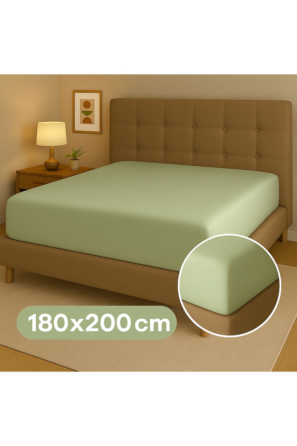 MaCaStore Pamuklu Ranforce Kumaş Çift Kişilik Lastikli Çarşaf Takımı 180*200