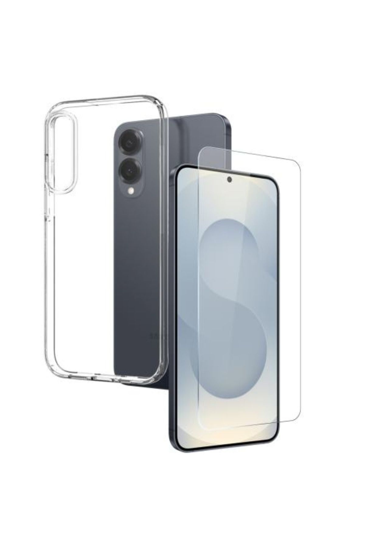 Etiget Samsung Galaxy S25 Edge Kılıf Şeffaf Silikon + Cam Ekran Koruyucu Seti