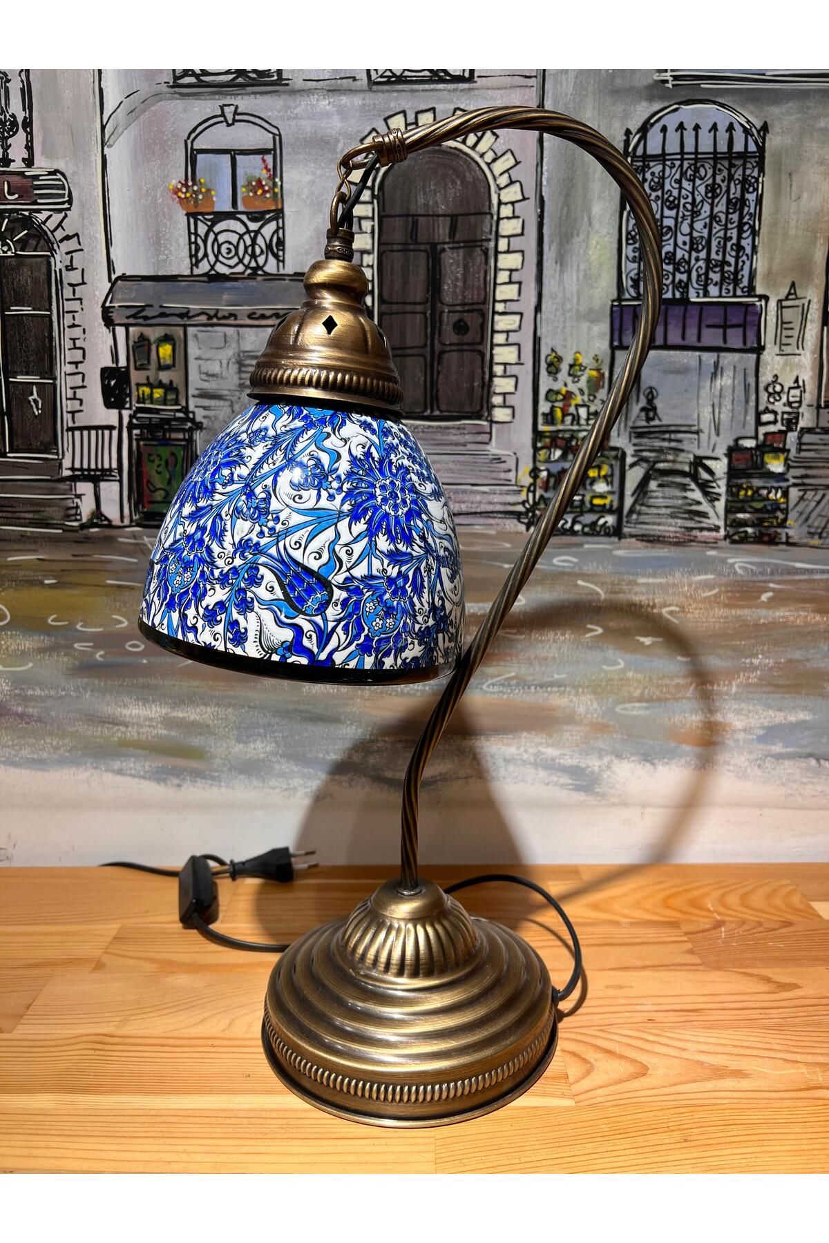 MeMy Design Seramik Tezhip/Samur Başlıklı Masa Lambası
