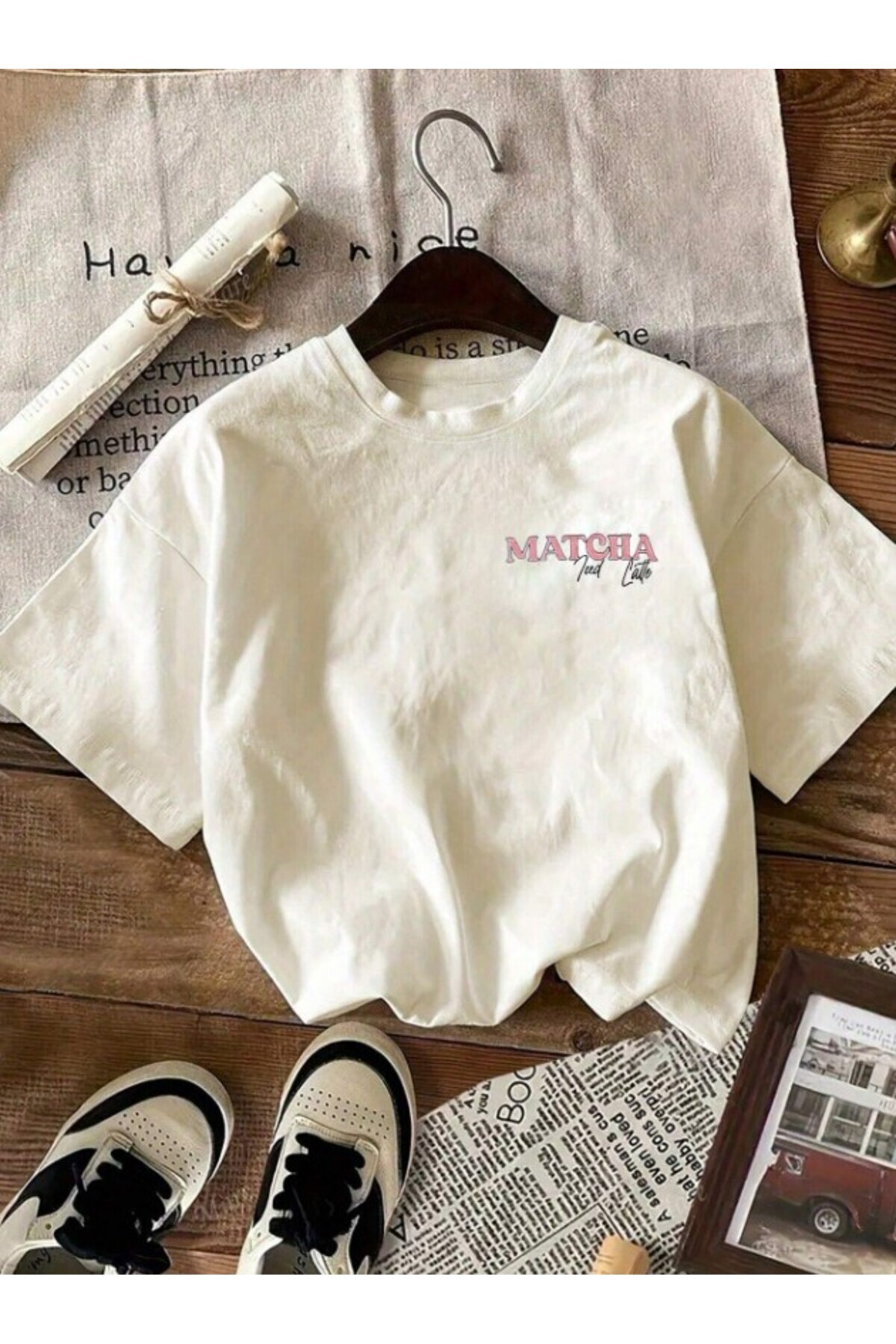 Touz Moda Matcha Printed Unisex Oversize T-Shirt- Trendyol